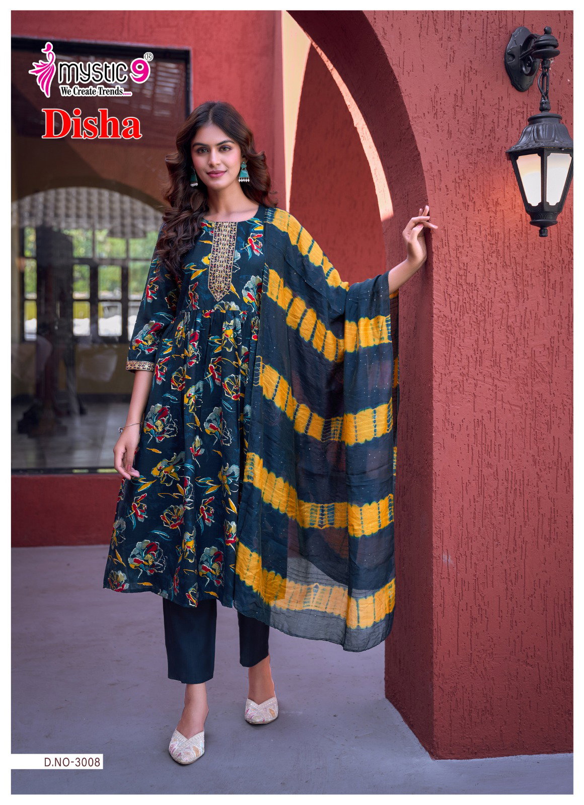 Mystic 9 Disha Vol 3 Vertican Foil Printed Kurti Bottom With Dupatta