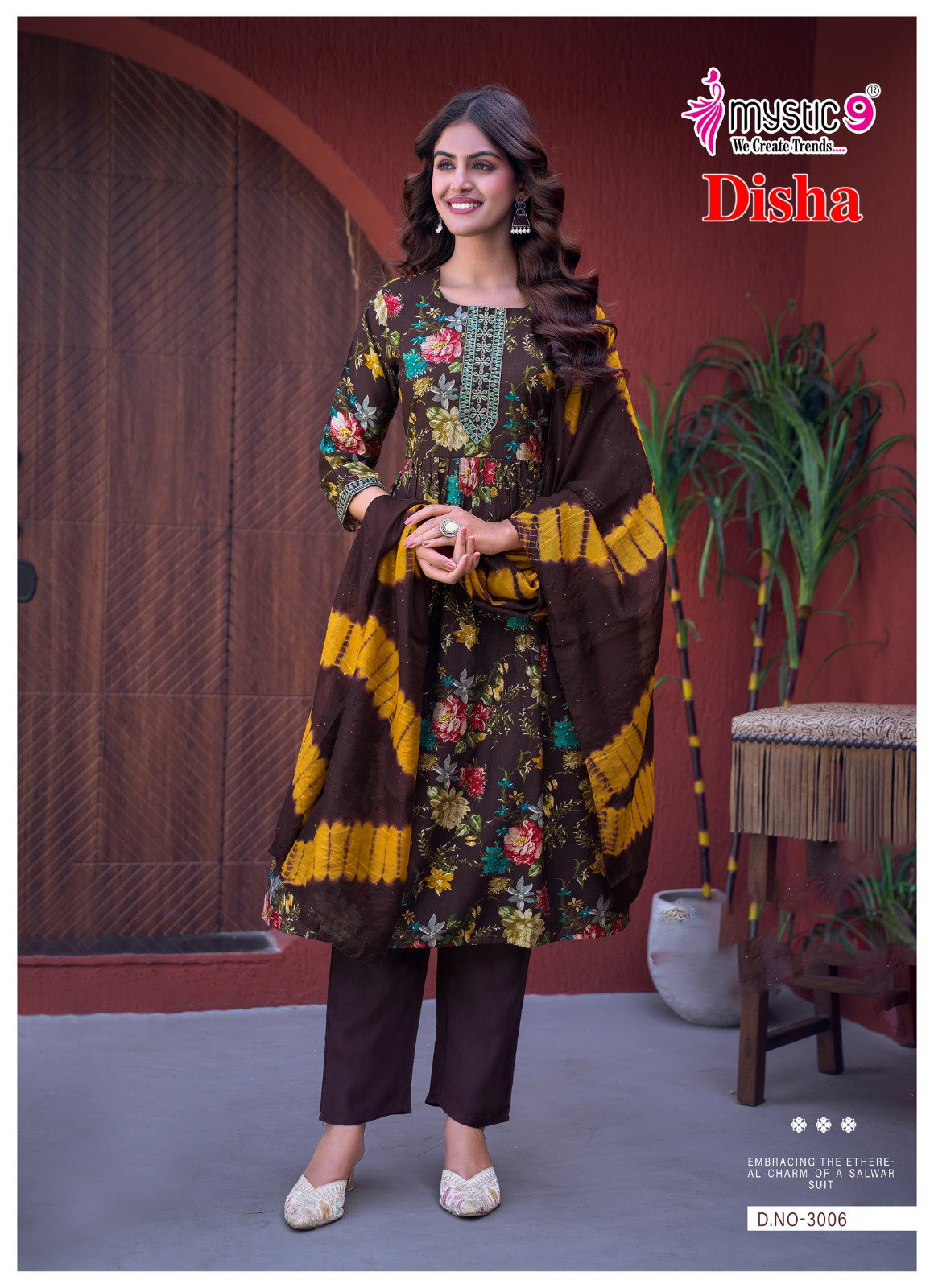 Mystic 9 Disha Vol 3 Vertican Foil Printed Kurti Bottom With Dupatta