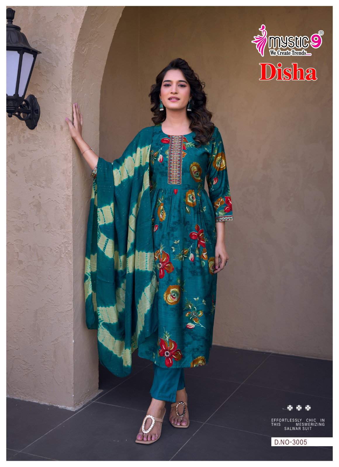Mystic 9 Disha Vol 3 Vertican Foil Printed Kurti Bottom With Dupatta