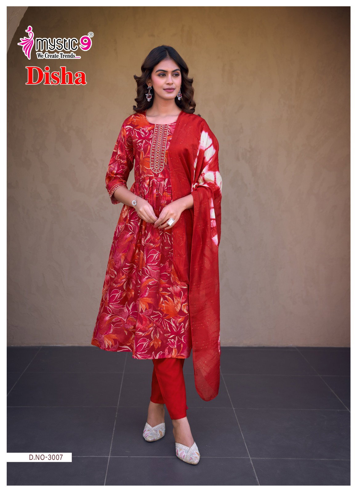 Mystic 9 Disha Vol 3 Vertican Foil Printed Kurti Bottom With Dupatta