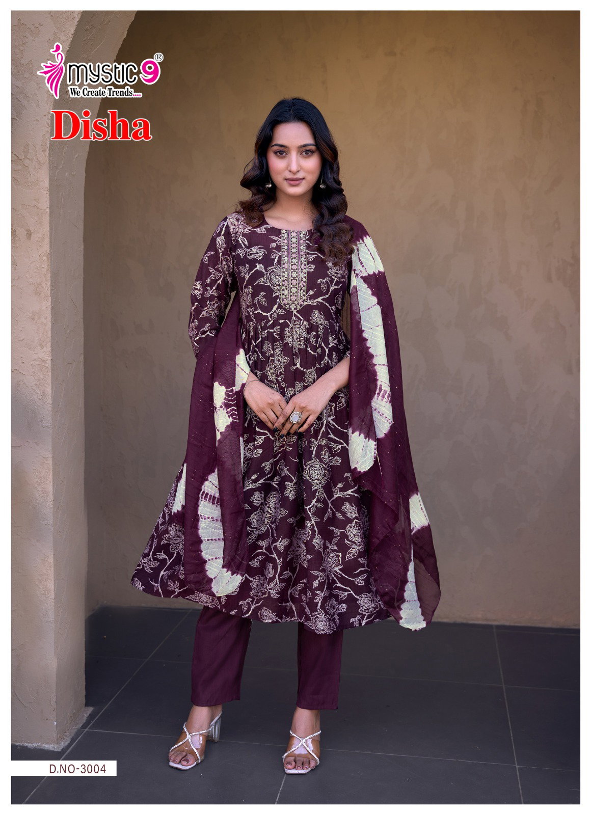 Mystic 9 Disha Vol 3 Vertican Foil Printed Kurti Bottom With Dupatta