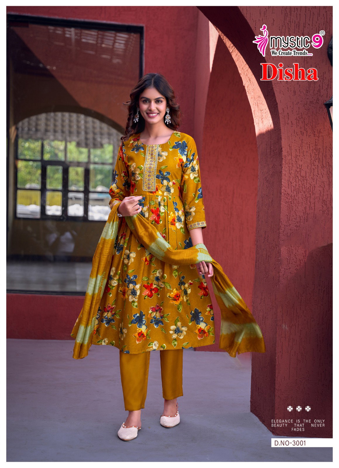 Mystic 9 Disha Vol 3 Vertican Foil Printed Kurti Bottom With Dupatta