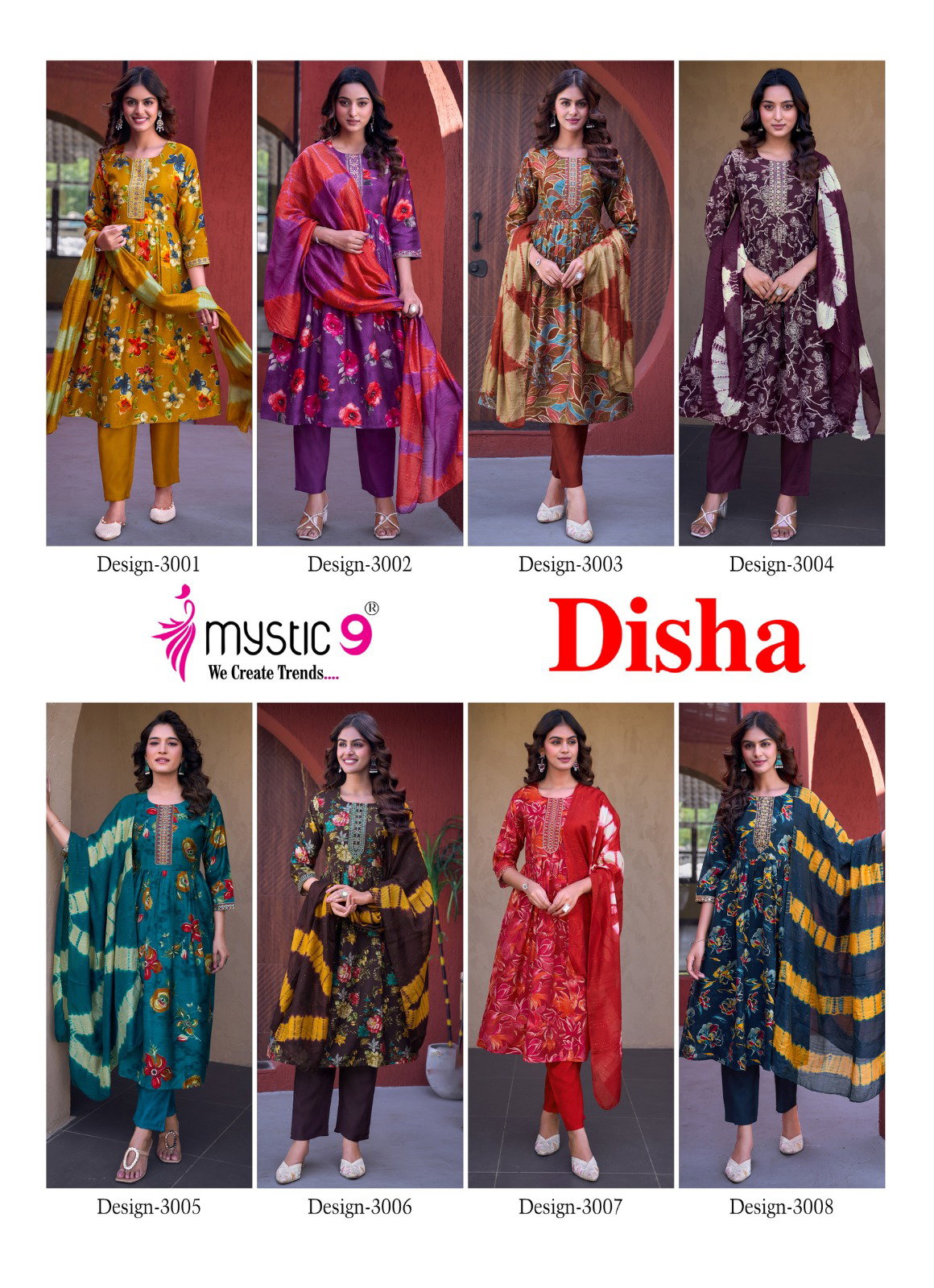 Mystic 9 Disha Vol 3 Vertican Foil Printed Kurti Bottom With Dupatta