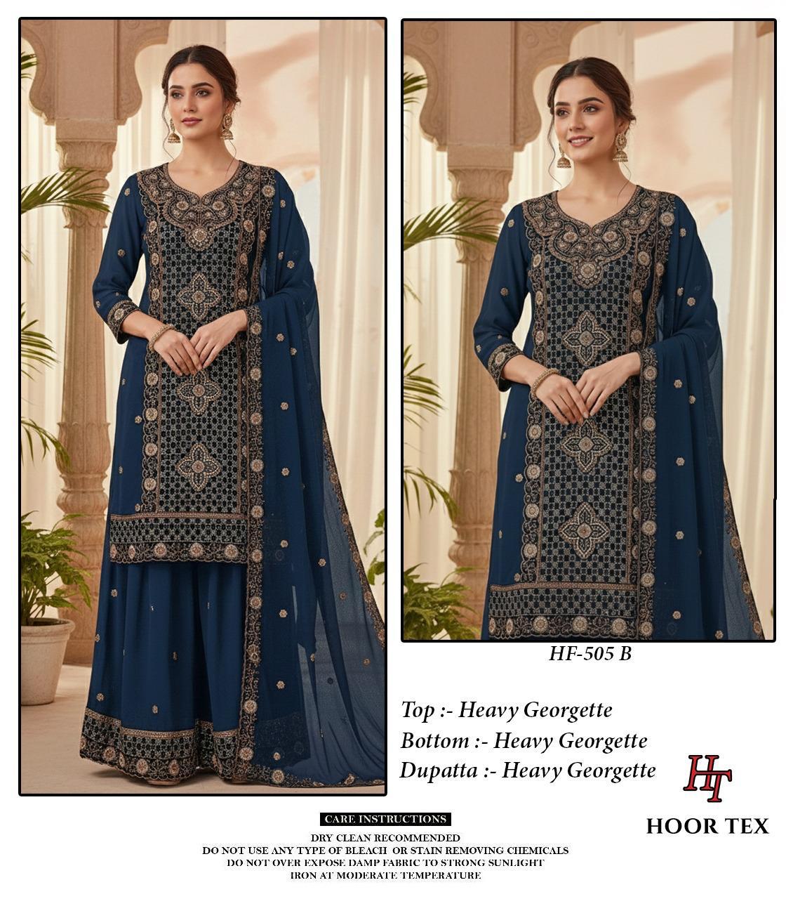 Hoor Tex Hf 505 A to D Hevy Georgette Pakistani Readymade Suit Collection 