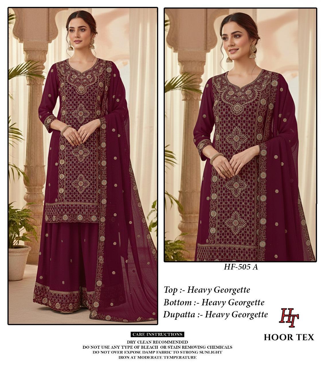 Hoor Tex Hf 505 A to D Hevy Georgette Pakistani Readymade Suit Collection 