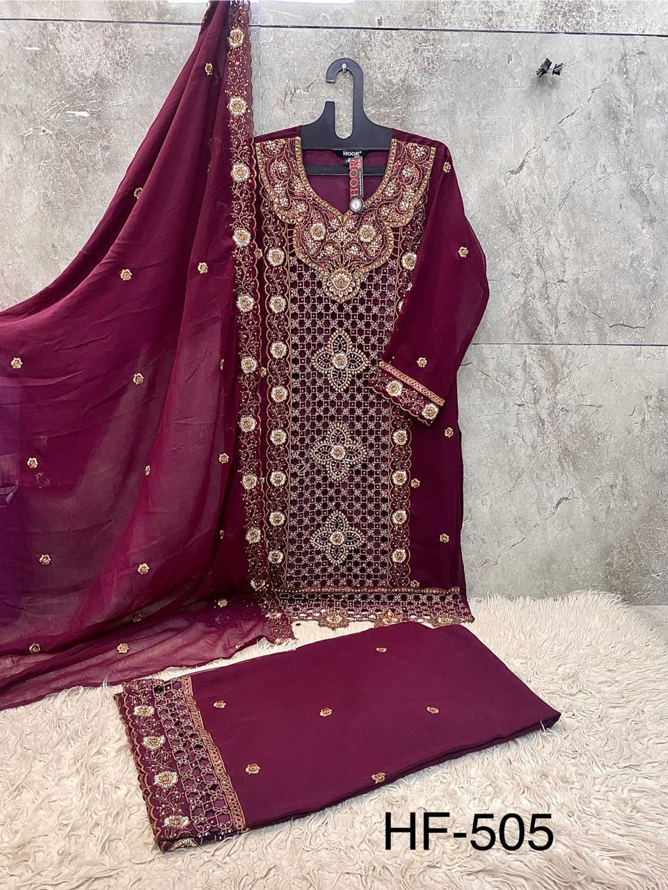 Hoor Tex Hf 505 A to D Hevy Georgette Pakistani Readymade Suit Collection 