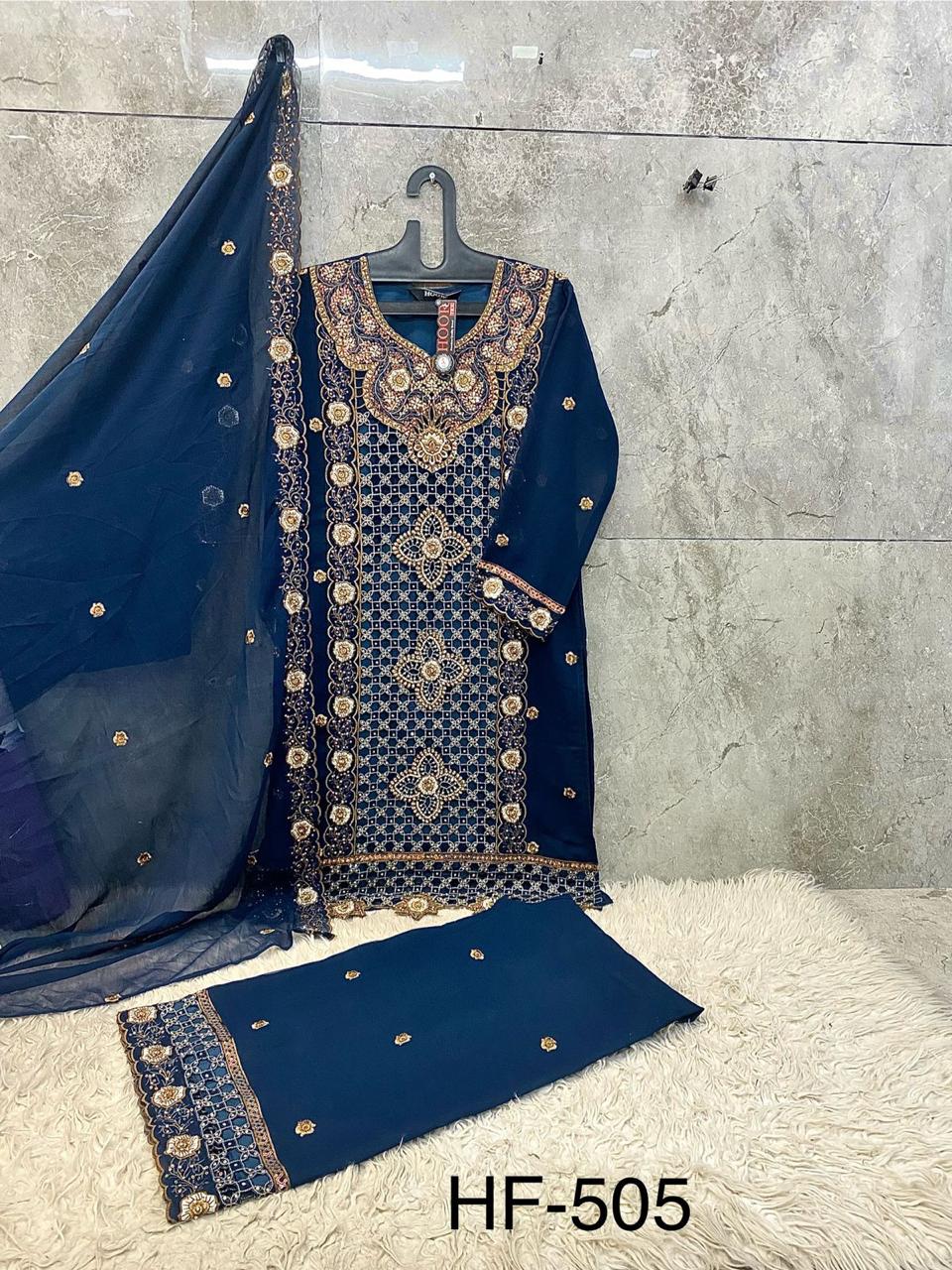 Hoor Tex Hf 505 A to D Hevy Georgette Pakistani Readymade Suit Collection 