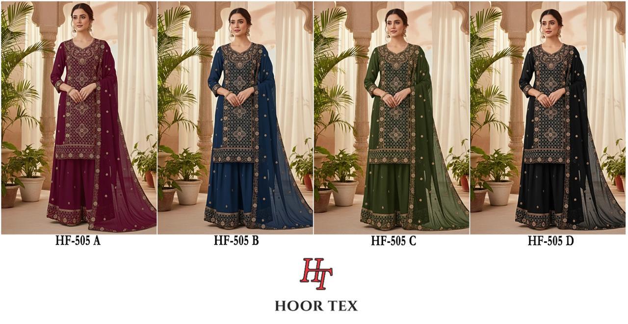 Hoor Tex Hf 505 A to D Hevy Georgette Pakistani Readymade Suit Collection 