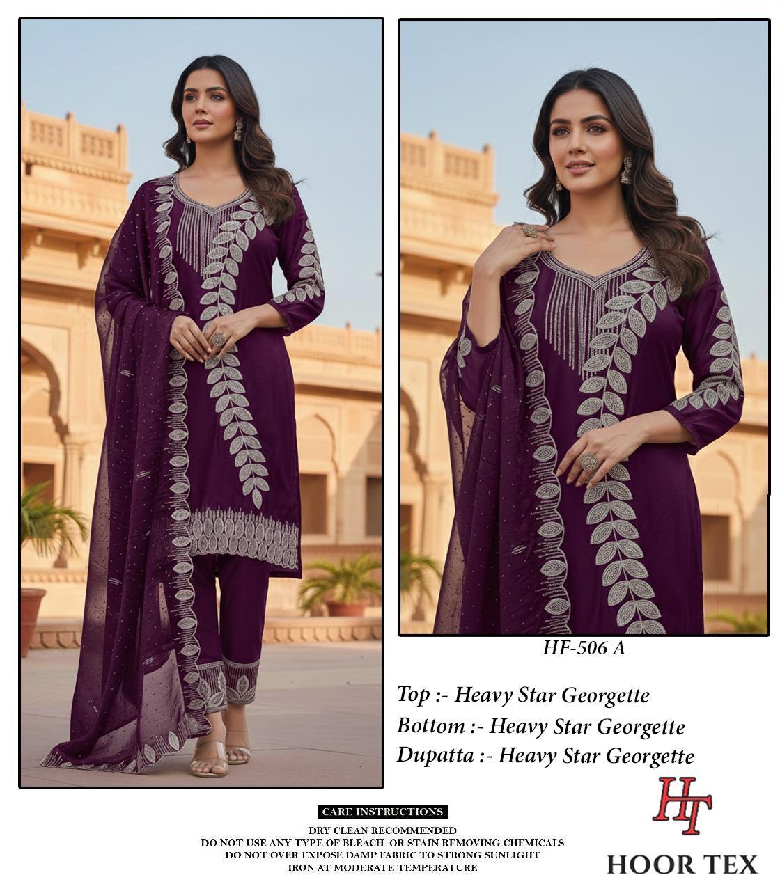 Hoor Tex 506 A To D Hevy Star Georgette pakistani Suit Collection 