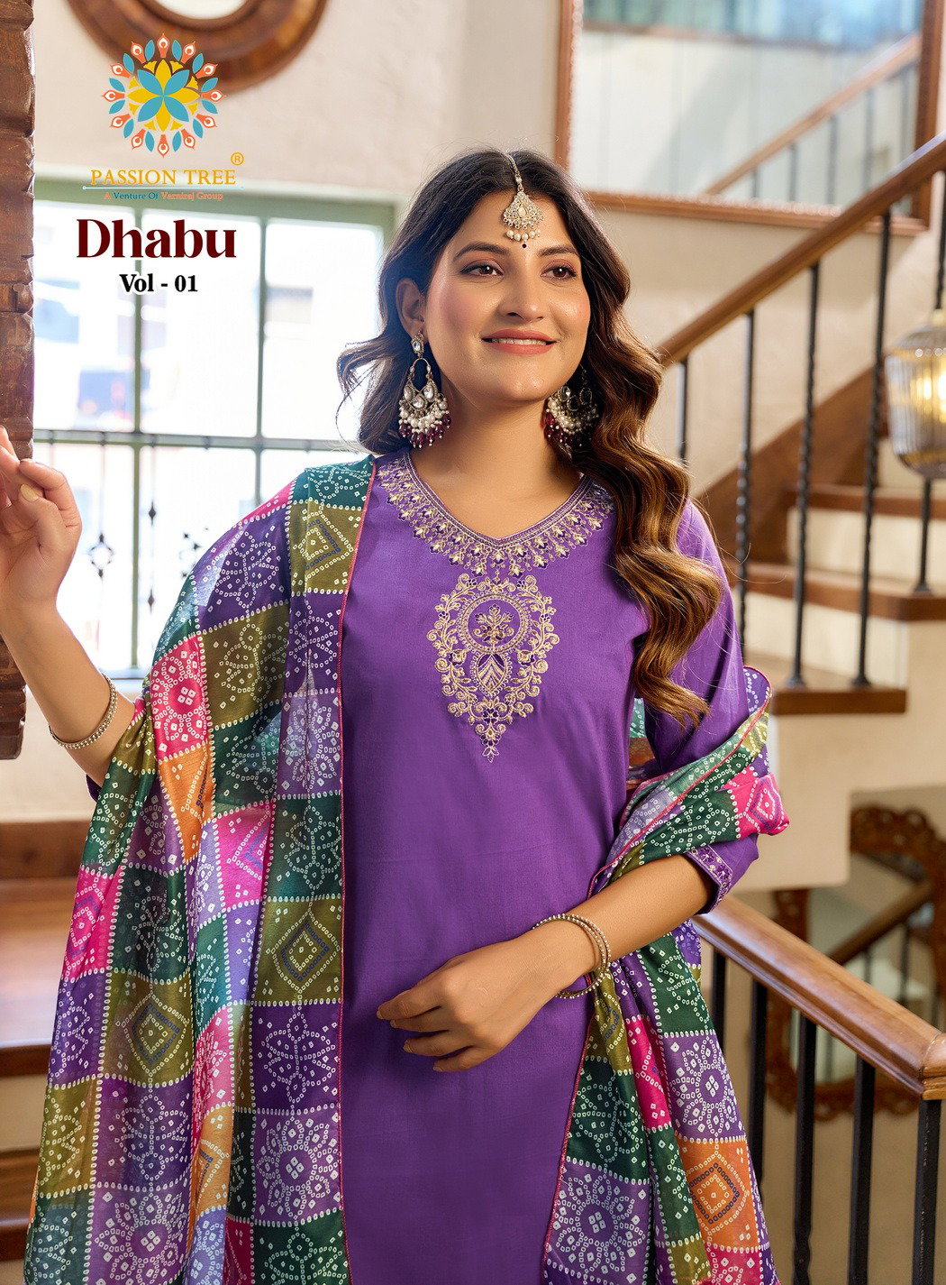 Dhabu Vol 1 By Passion Tree Dhabhu Cotton With Fancy Work Kurti Pant And Dupatta