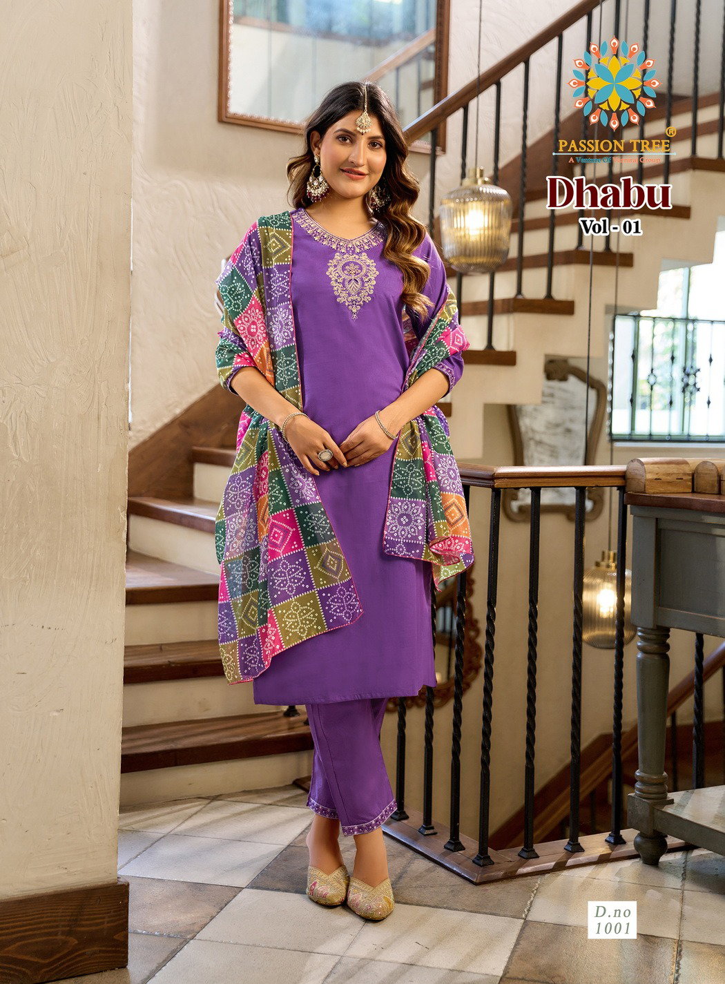Dhabu Vol 1 By Passion Tree Dhabhu Cotton With Fancy Work Kurti Pant And Dupatta