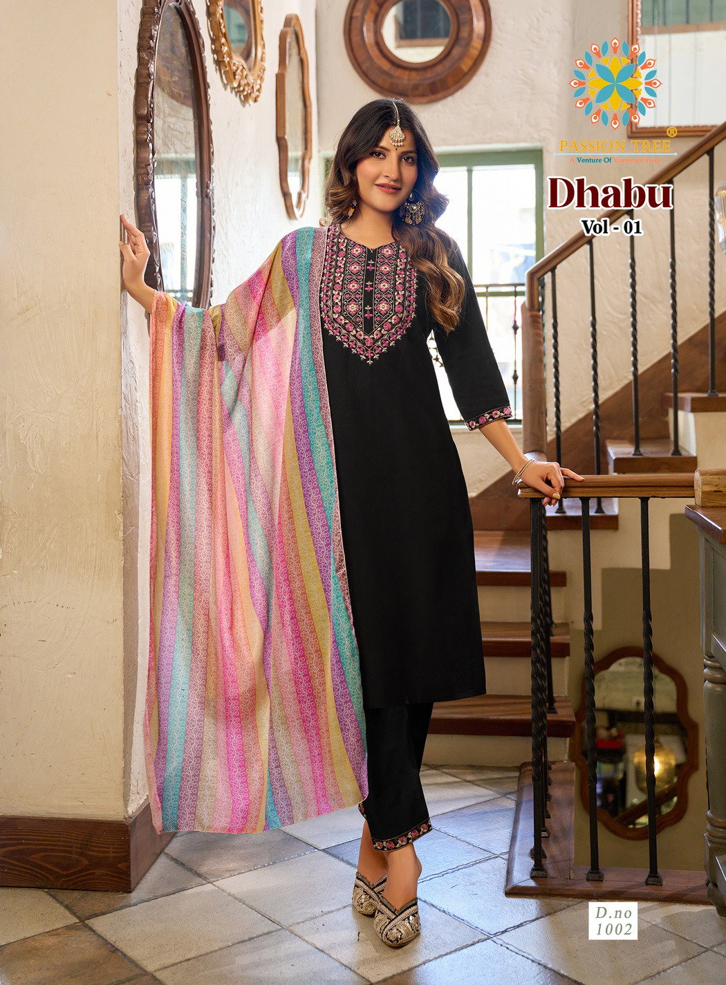 Dhabu Vol 1 By Passion Tree Dhabhu Cotton With Fancy Work Kurti Pant And Dupatta
