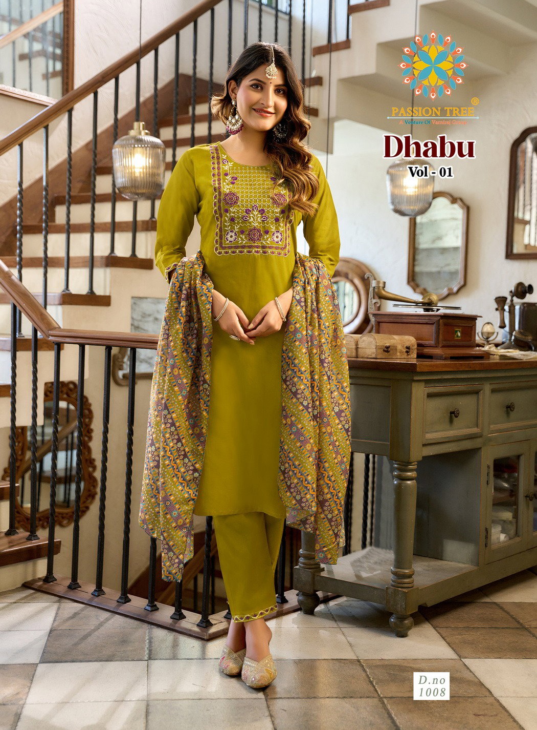 Dhabu Vol 1 By Passion Tree Dhabhu Cotton With Fancy Work Kurti Pant And Dupatta