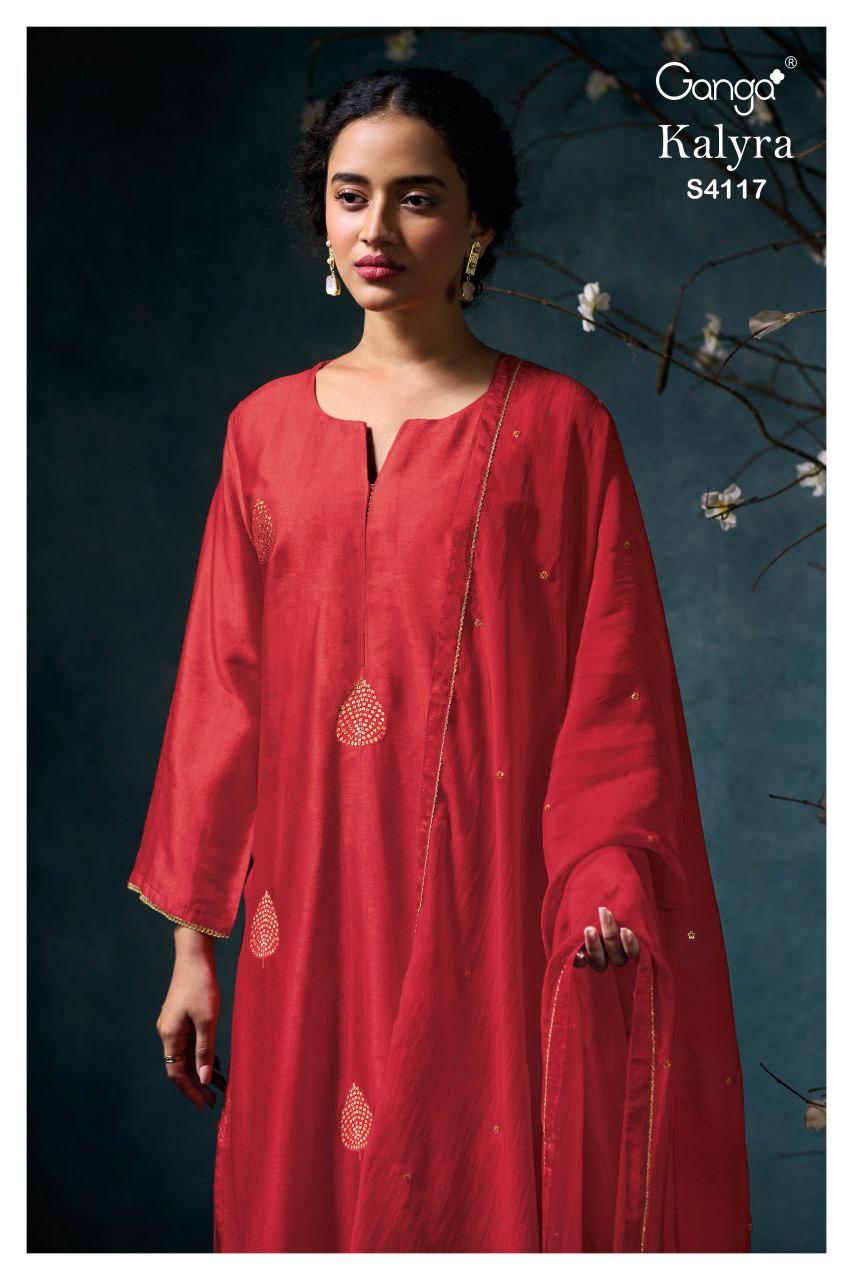 Ganga Kalyra 4117 Bemberg Russian Silk Embroidery Work Salwar Kameez