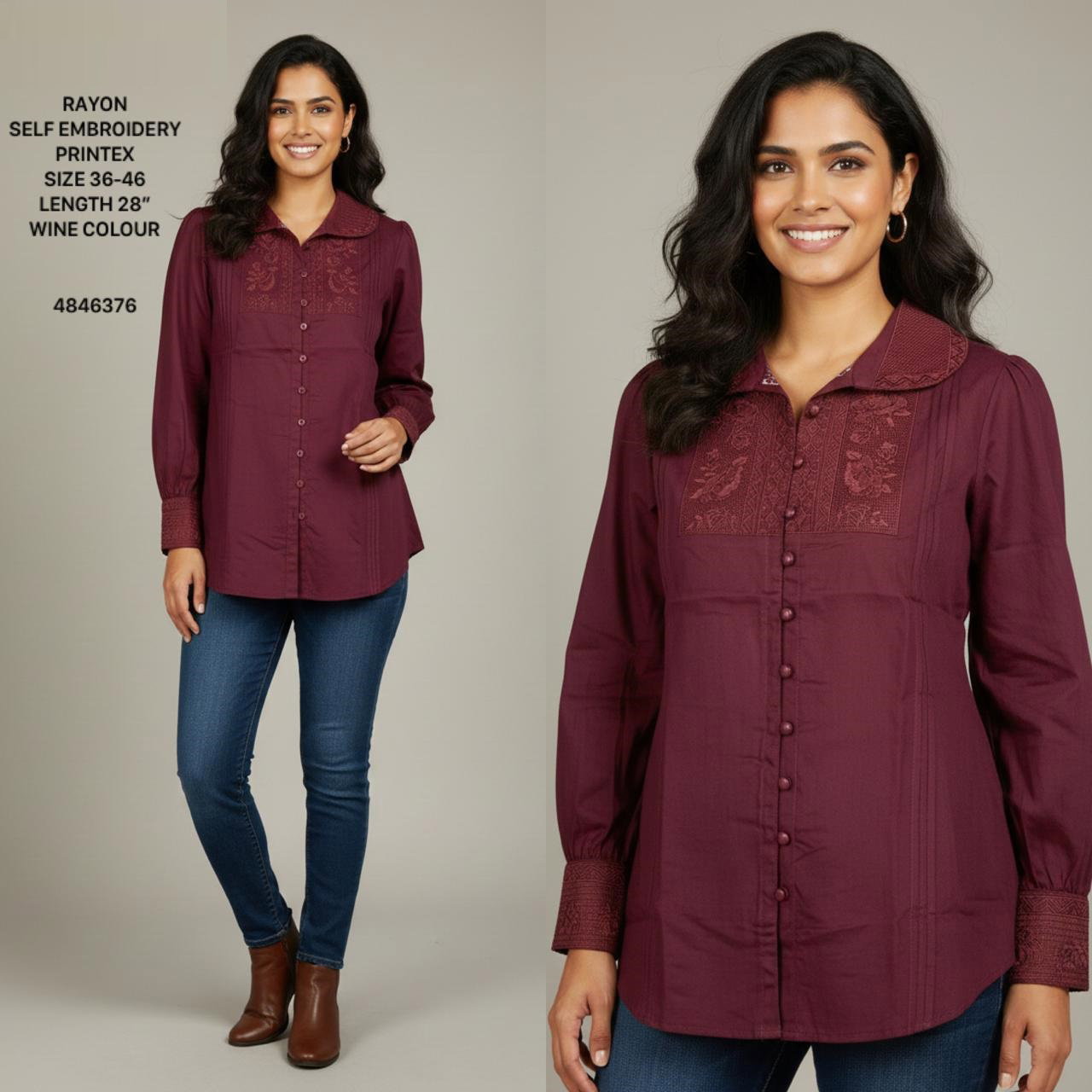 Naisha K 567 Rayon With Embroidery Printex Shirt Collection