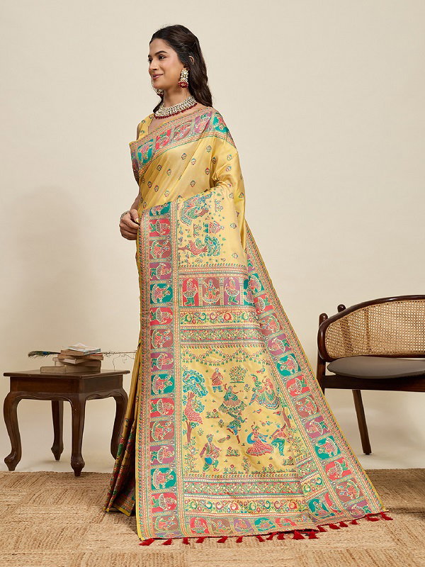 Maahi 214 Wedding Wear Zari Motifs Worked Pashmina Silk Saree with Un Stitched Blouse