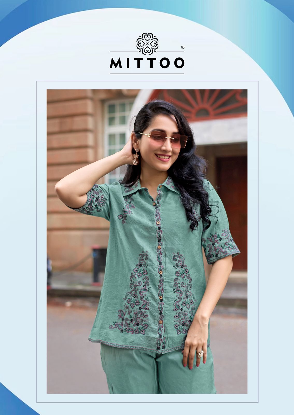 Mittoo Cool Line Viscose Thread And Handwork Top And Bottom Collection