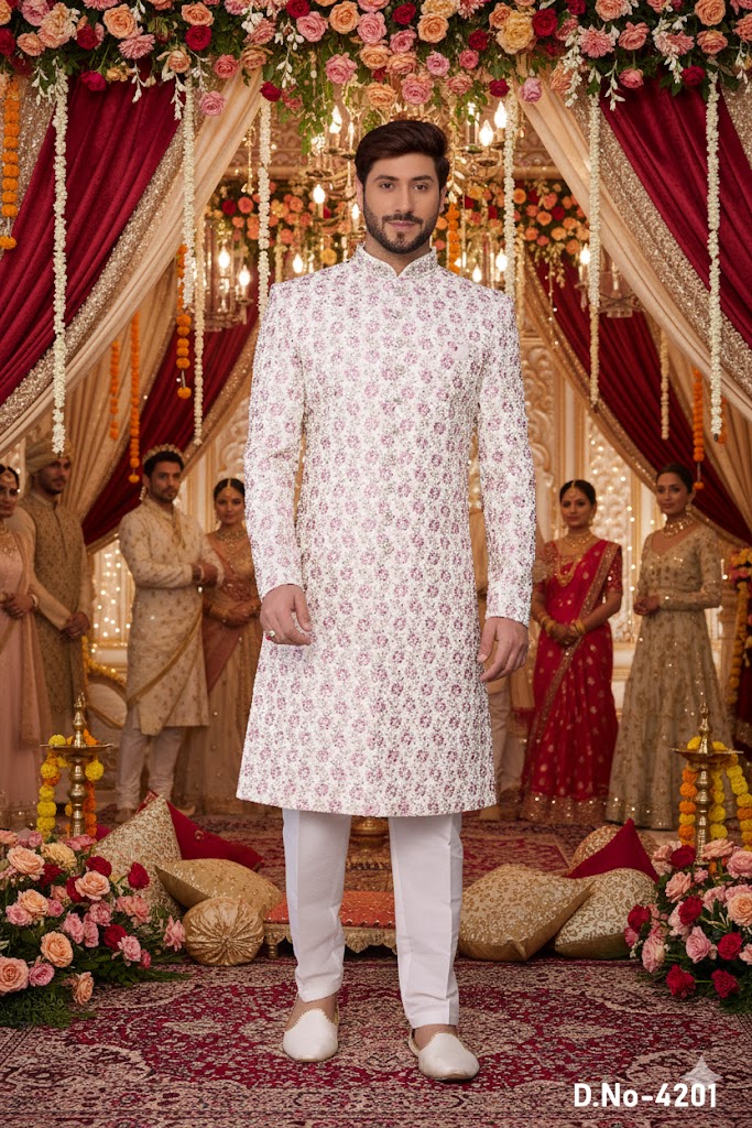 Sumi 4201 To 4202 Computer Thread Work On Art Silk Sherwani Collection 