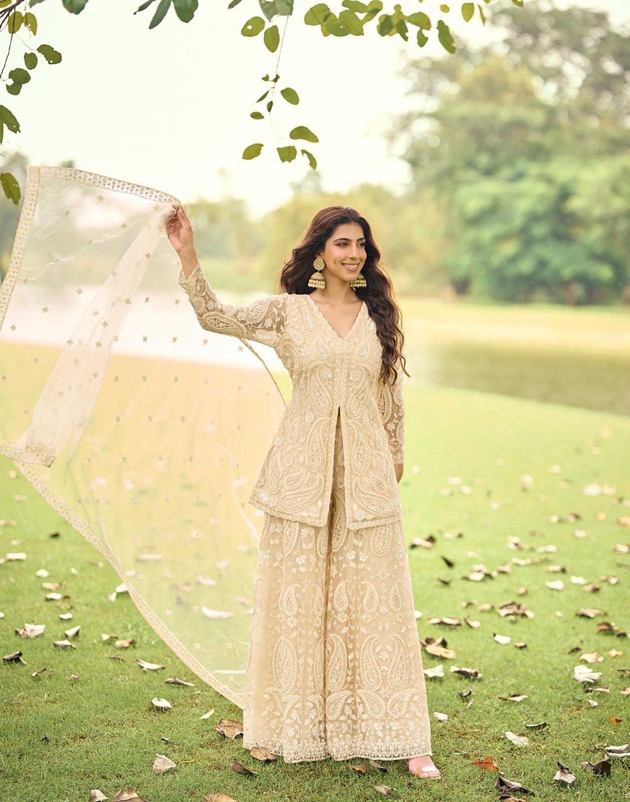 Sayuri Sabnam Net With Beads Embroidered Work Salwar Kameez