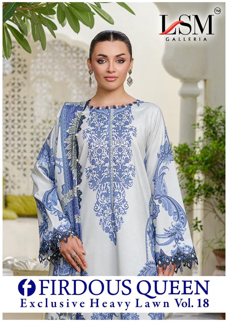 Lsm Firdous Queen Vol 18 Lawn Cotton Printed Dress Material Collection