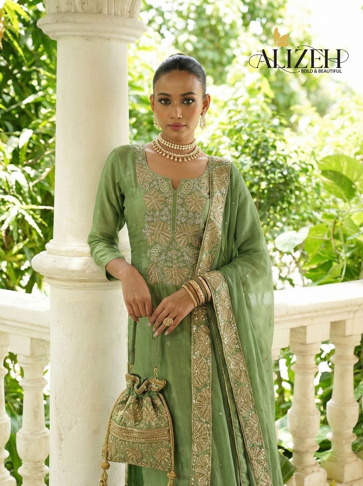 Alizeh 7058 To 7061 Shimmer Silk With Work Kurti Pant And Dupatta
