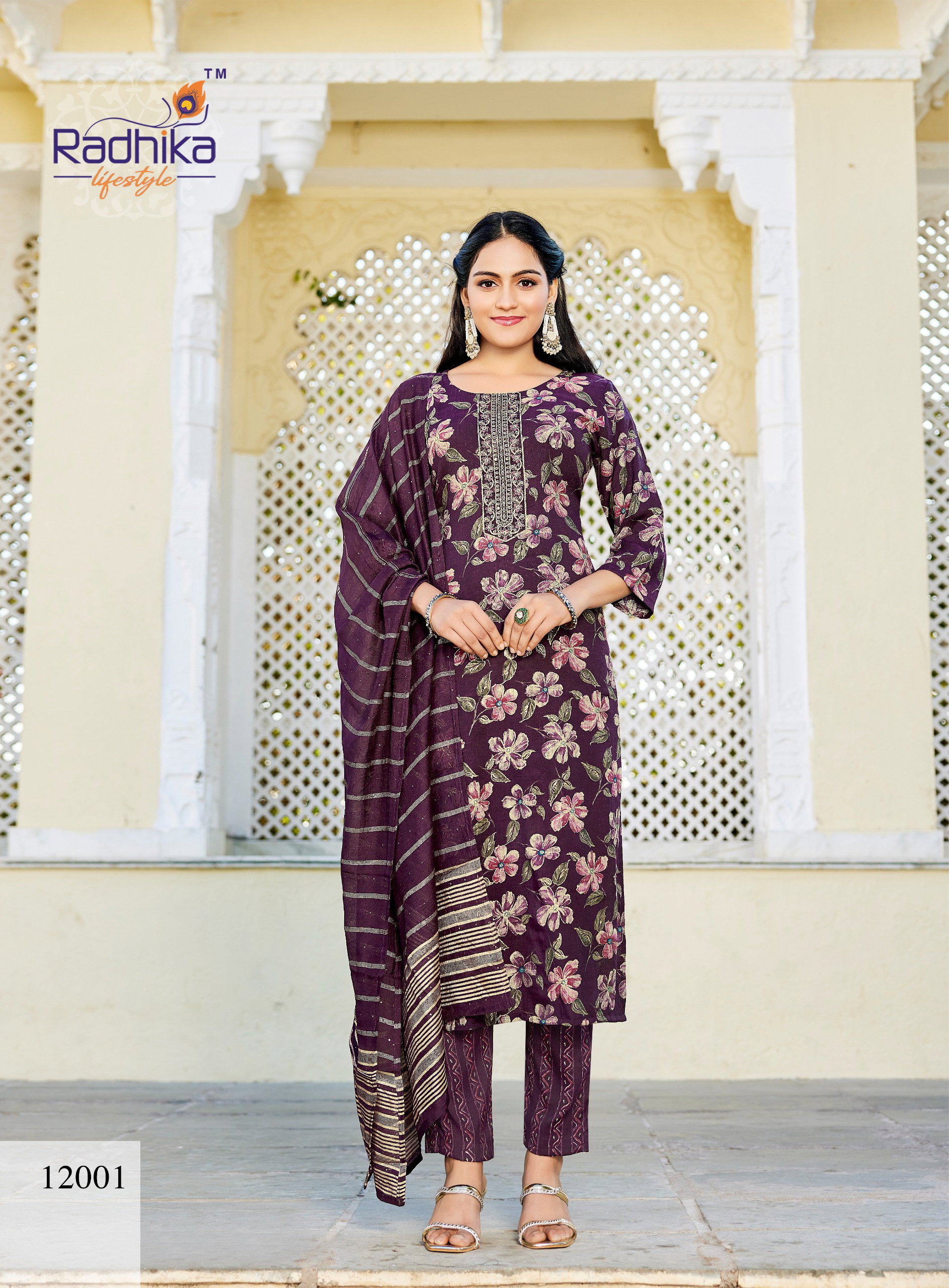 Radhika Seerat Vol 12 Rayon With Work Kurti Pant And Dupatta Collection