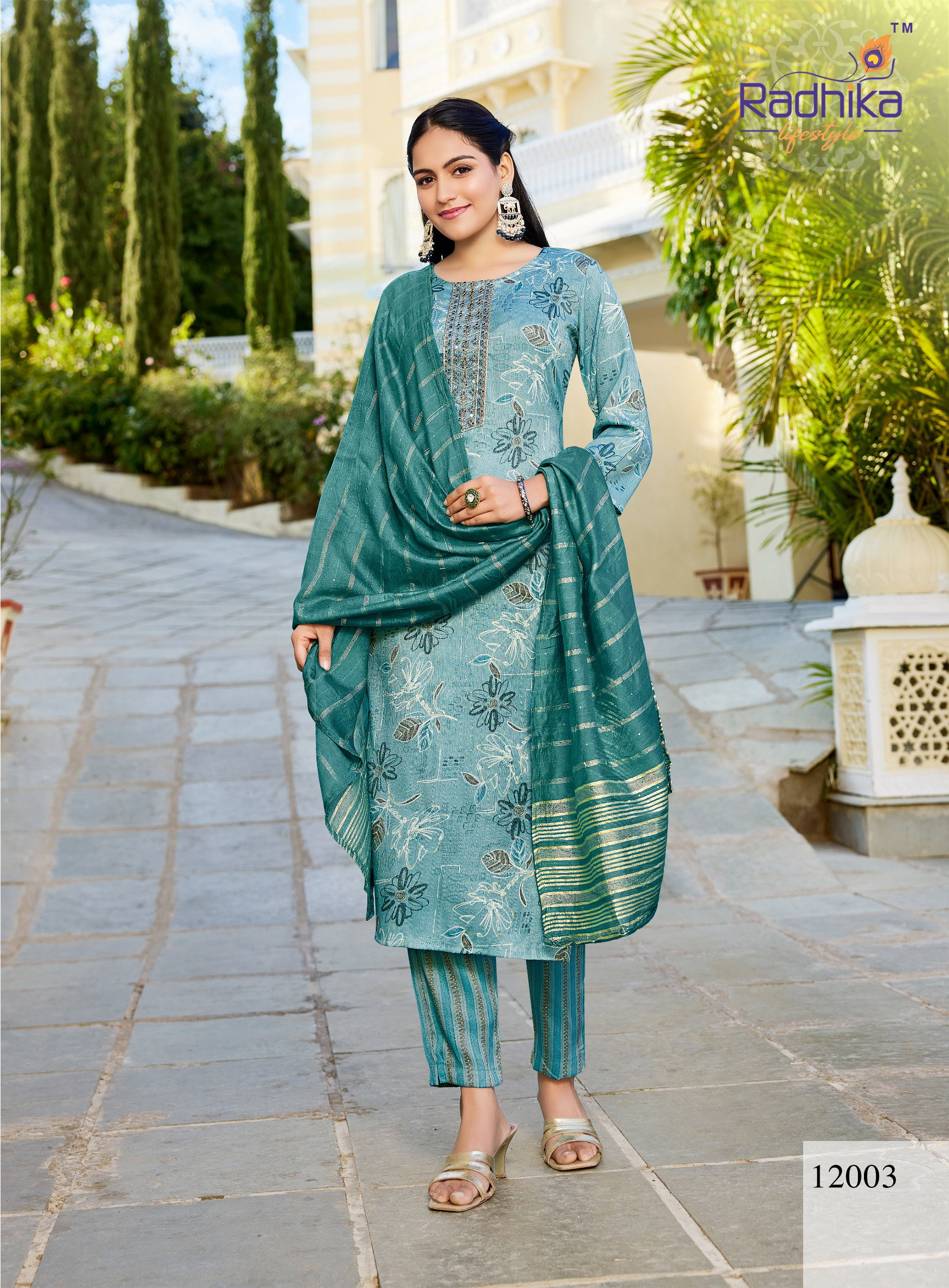 Radhika Seerat Vol 12 Rayon With Work Kurti Pant And Dupatta Collection
