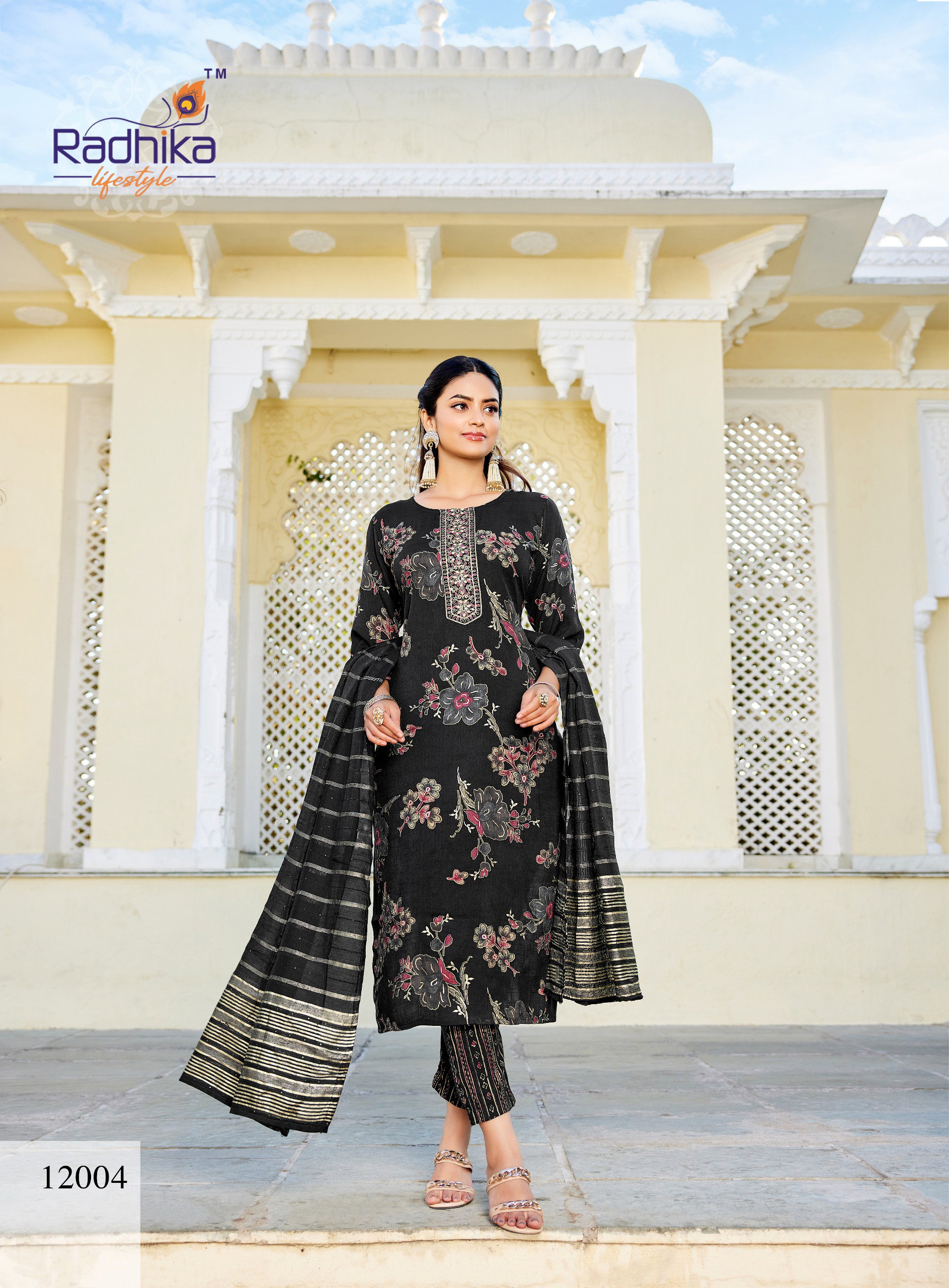 Radhika Seerat Vol 12 Rayon With Work Kurti Pant And Dupatta Collection