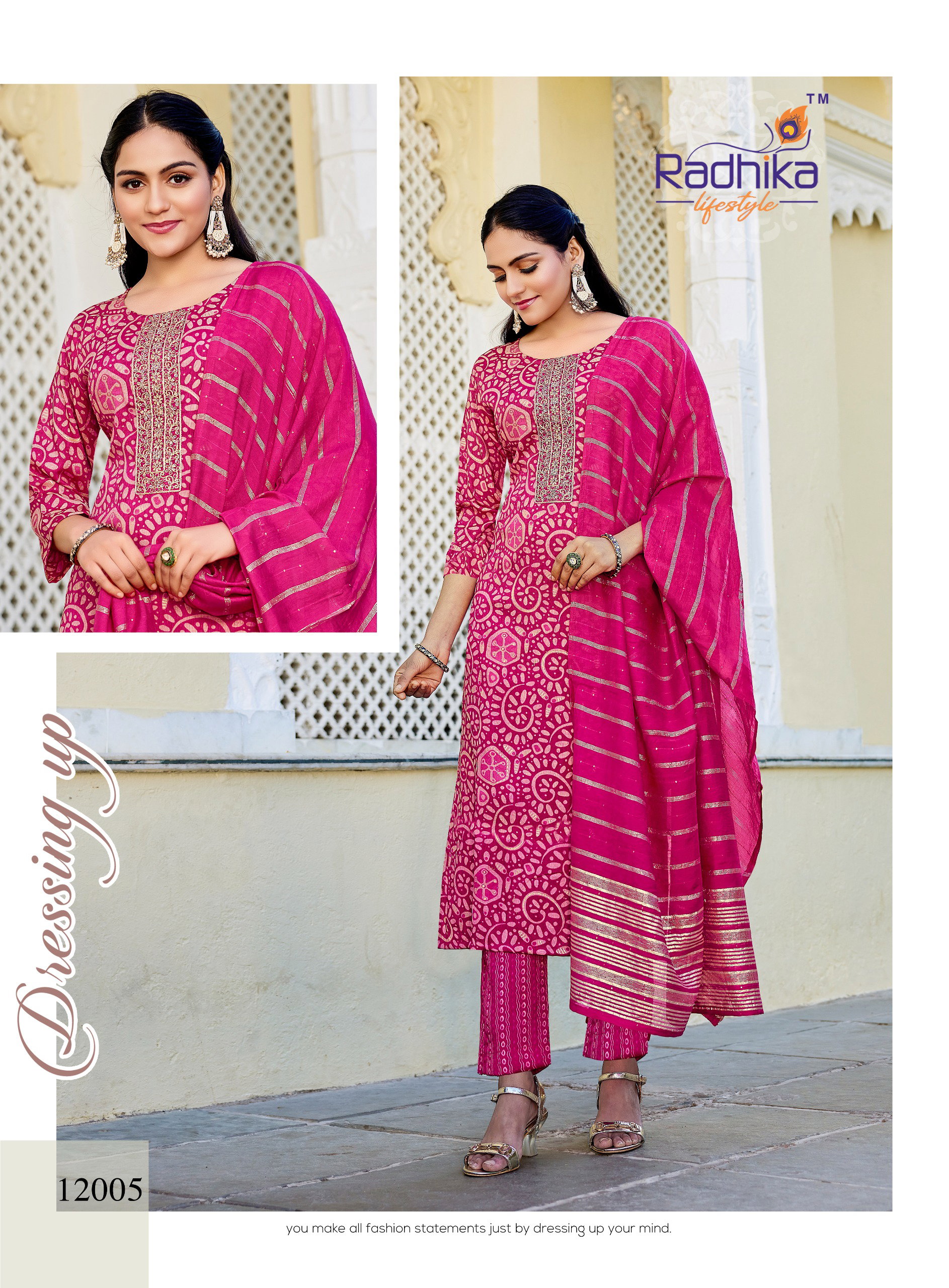 Radhika Seerat Vol 12 Rayon With Work Kurti Pant And Dupatta Collection