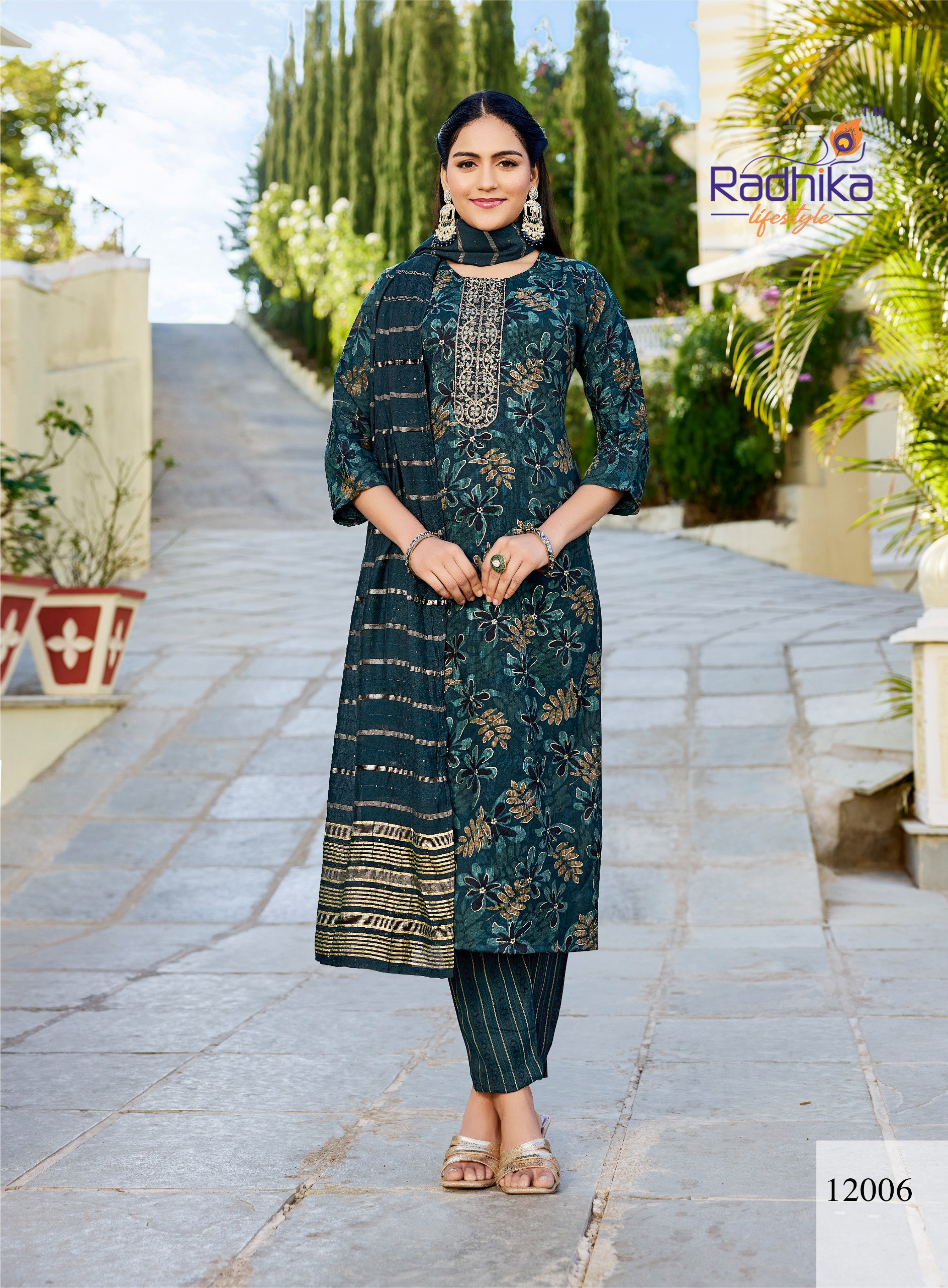 Radhika Seerat Vol 12 Rayon With Work Kurti Pant And Dupatta Collection