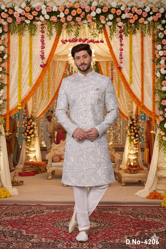 Sumi 4205 To 4206 Computer Thread Work On Art Silk Sherwani Collection 