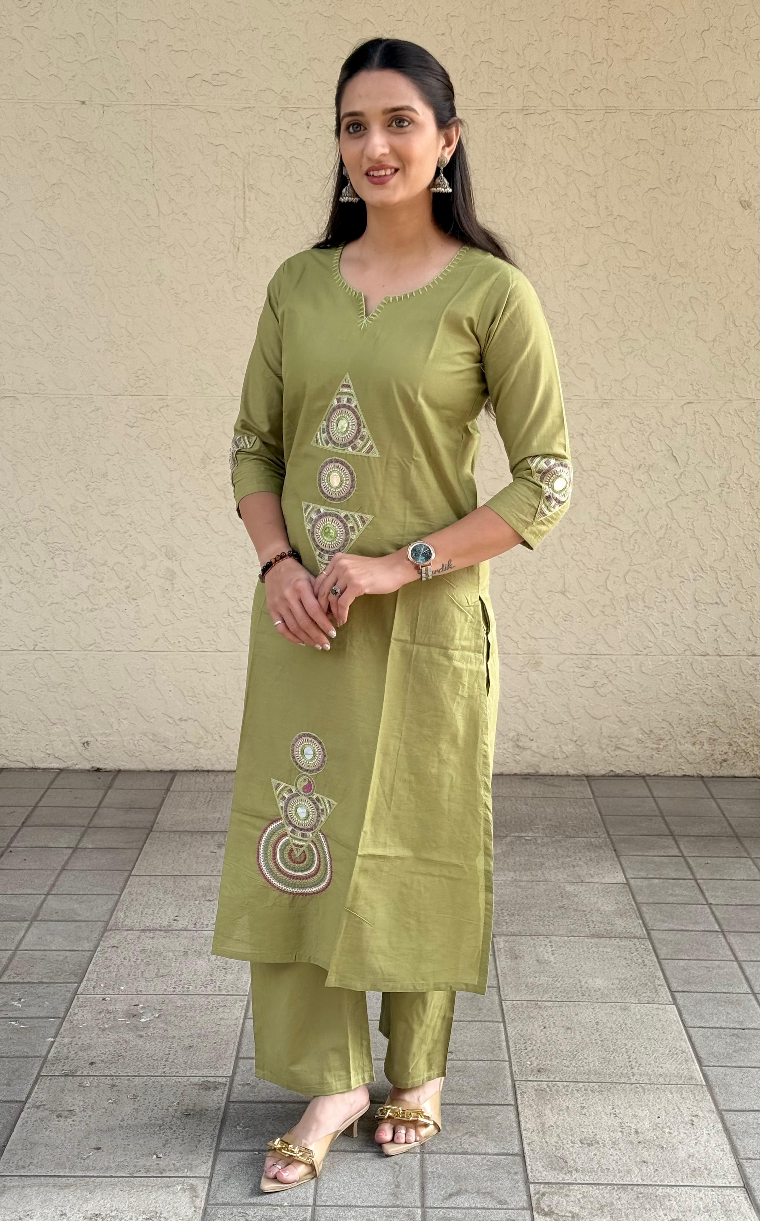 Naisha K 574 Dhabu Cotton With Embroidery Top And Bottom Collection