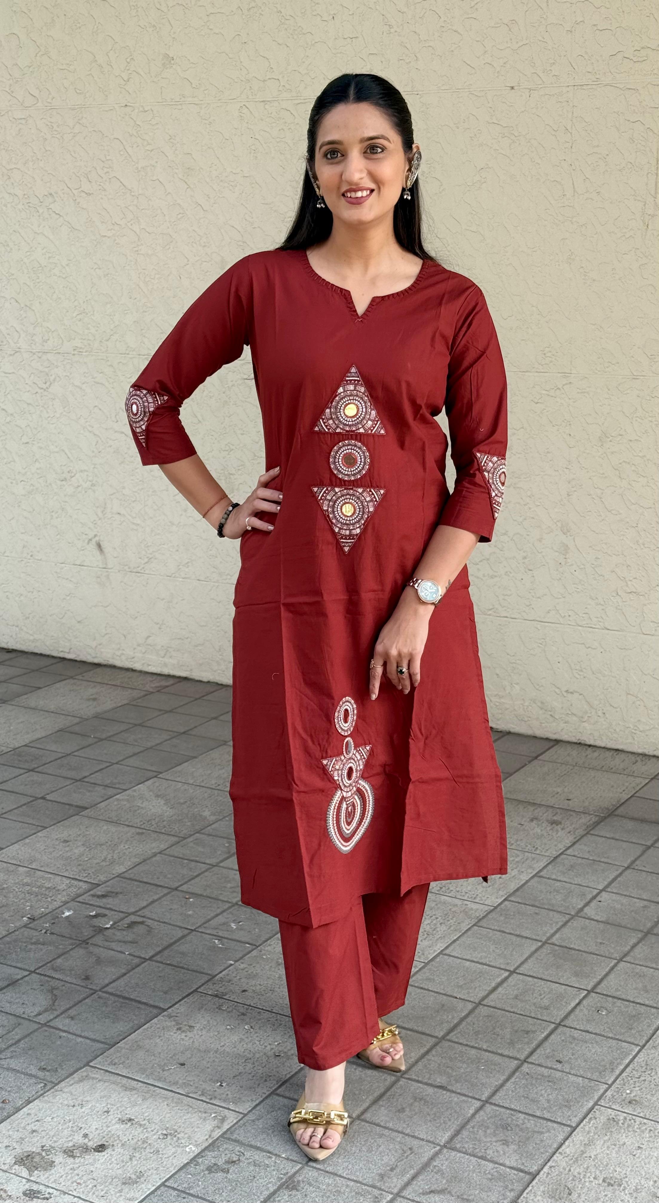 Naisha K 574 Dhabu Cotton With Embroidery Top And Bottom Collection
