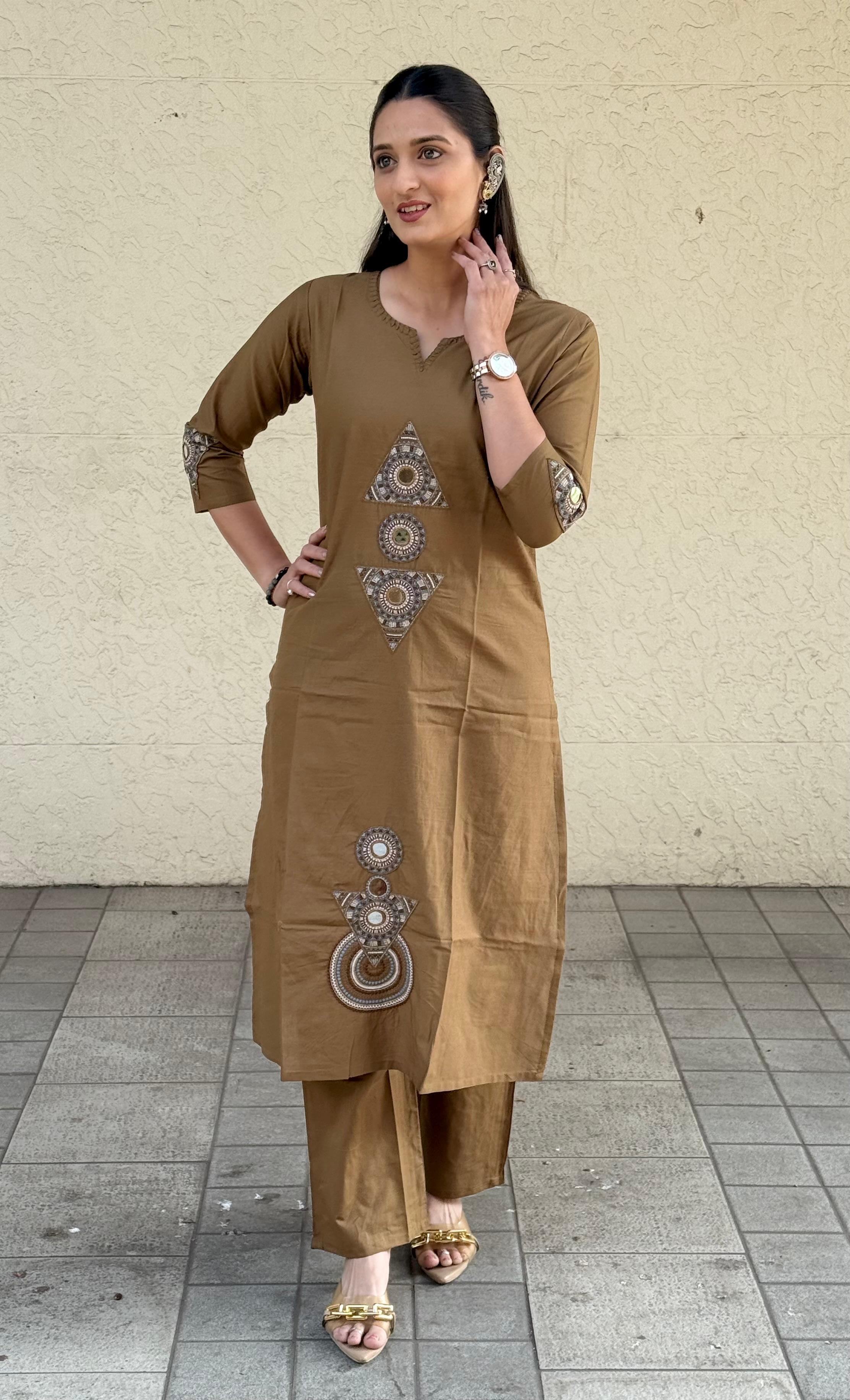 Naisha K 574 Dhabu Cotton With Embroidery Top And Bottom Collection