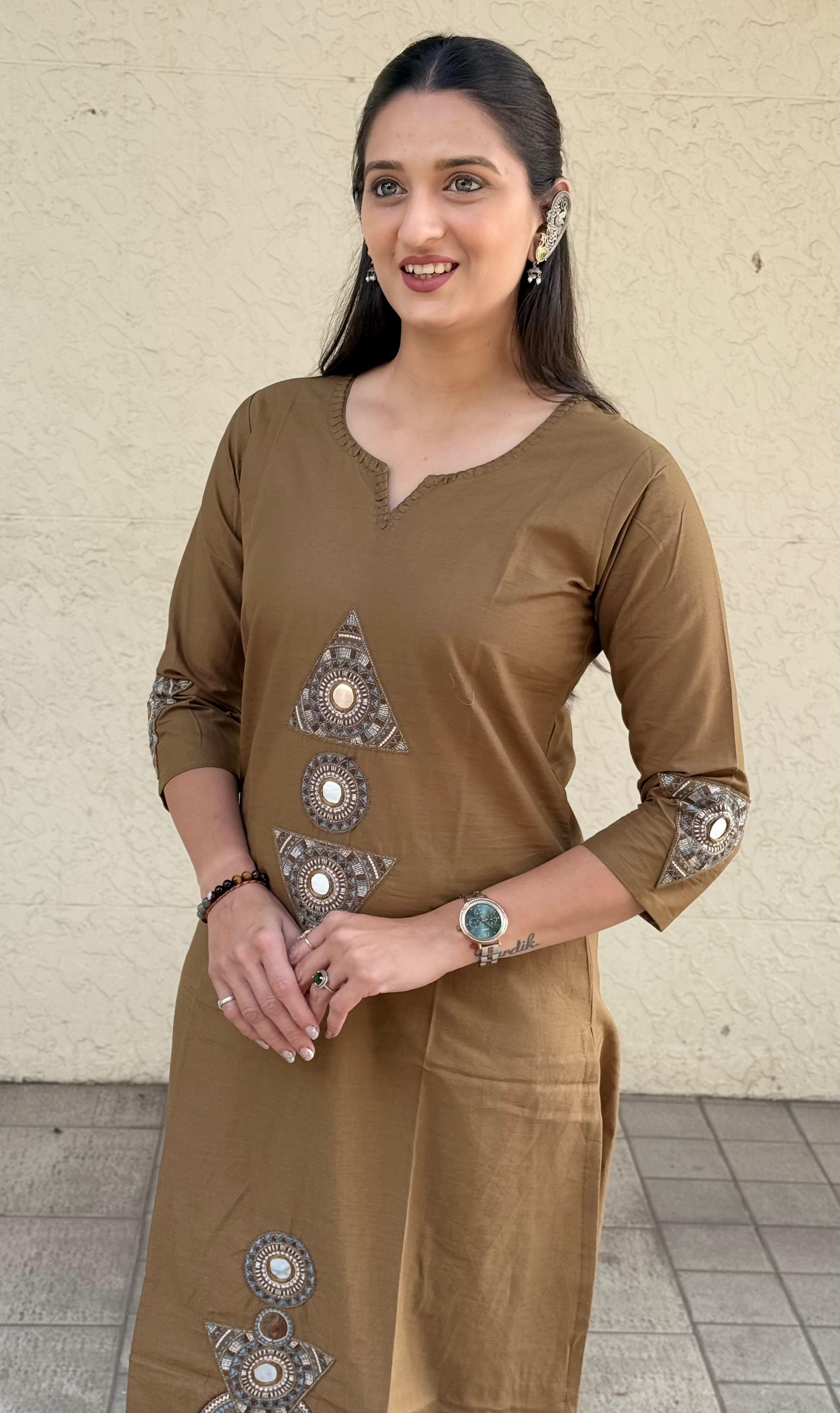 Naisha K 574 Dhabu Cotton With Embroidery Top And Bottom Collection