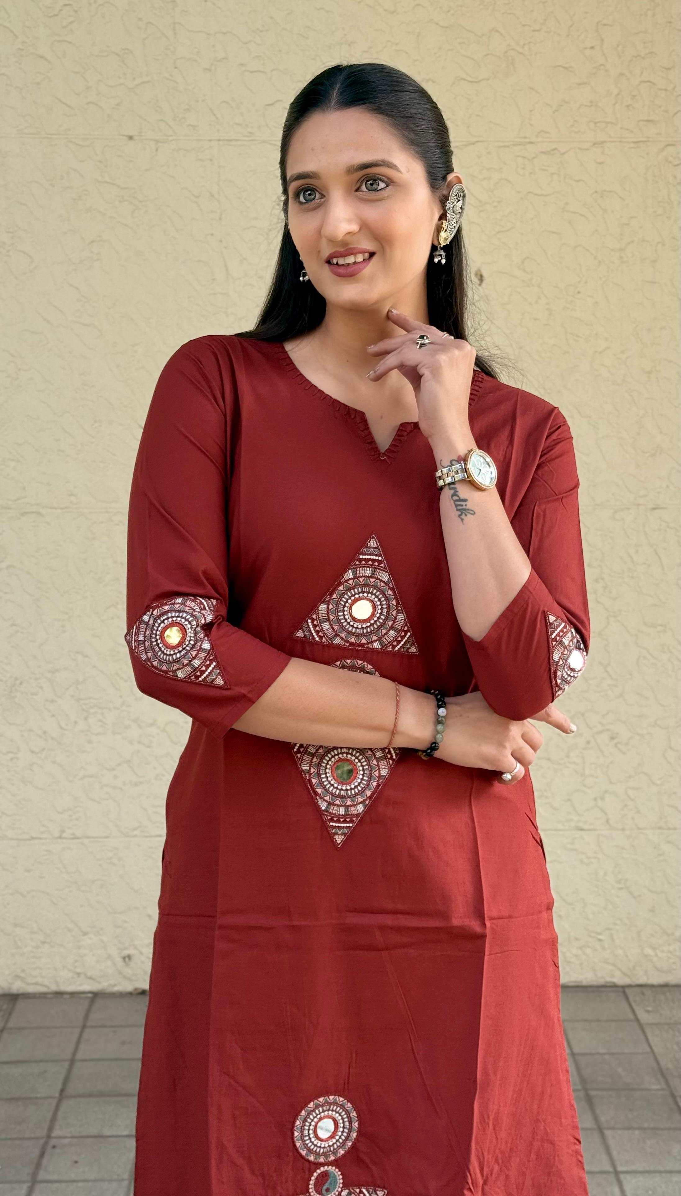 Naisha K 574 Dhabu Cotton With Embroidery Top And Bottom Collection