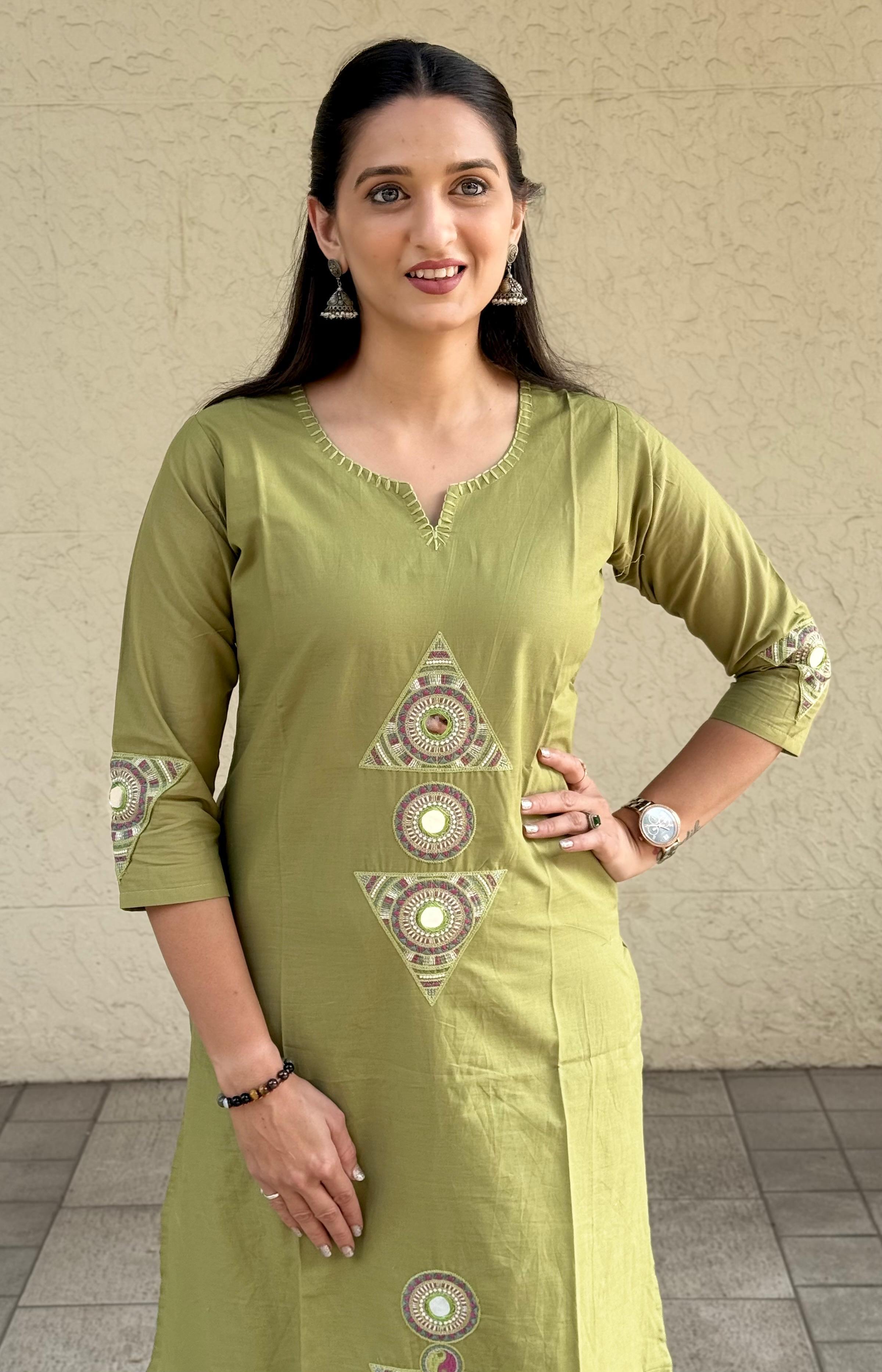 Naisha K 574 Dhabu Cotton With Embroidery Top And Bottom Collection