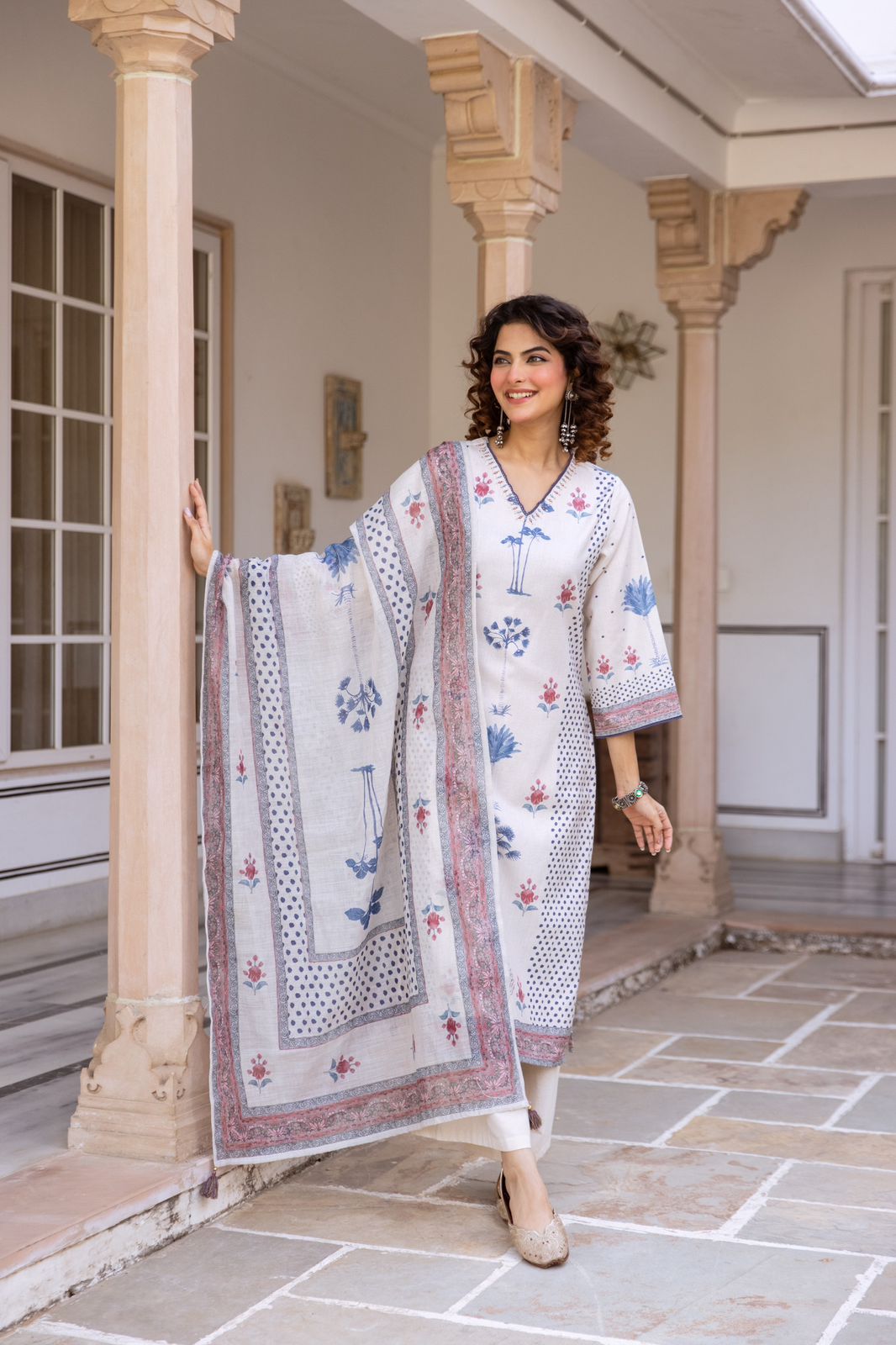 Naisha K 577 Linen Stylish Wear Top Bottom And Dupatta Collection