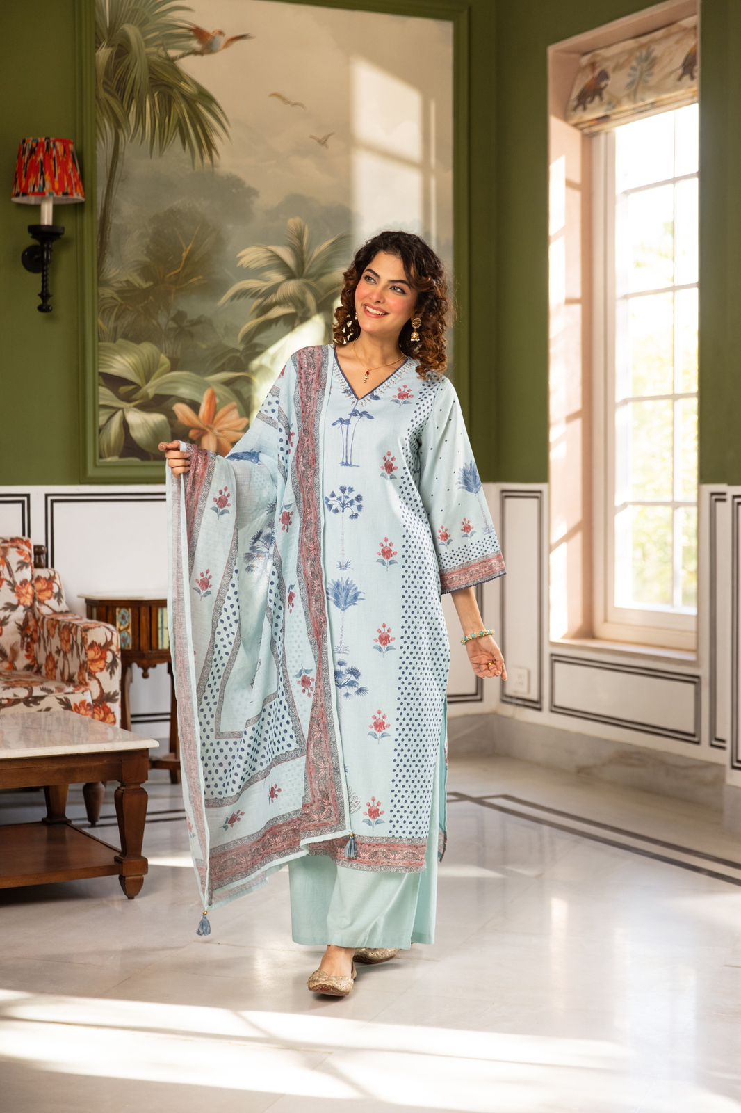 Naisha K 577 Linen Stylish Wear Top Bottom And Dupatta Collection
