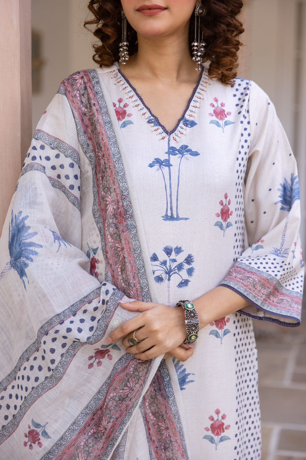 Naisha K 577 Linen Stylish Wear Top Bottom And Dupatta Collection