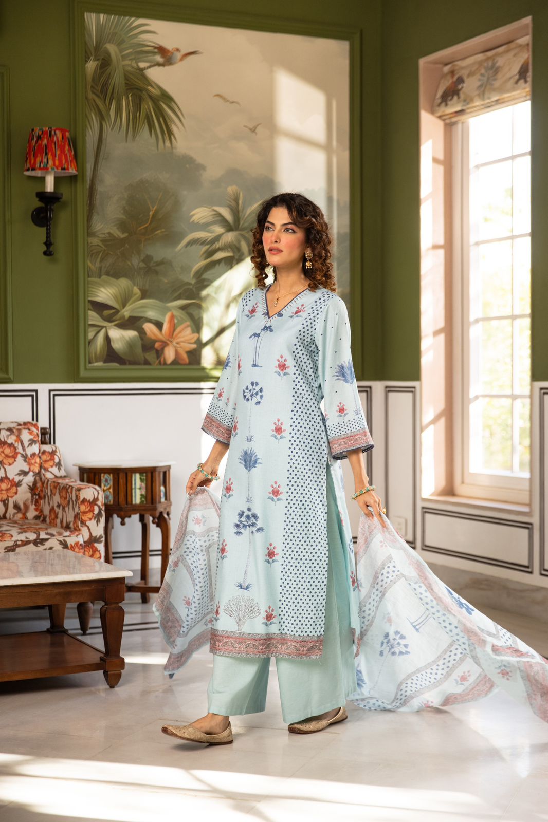 Naisha K 577 Linen Stylish Wear Top Bottom And Dupatta Collection