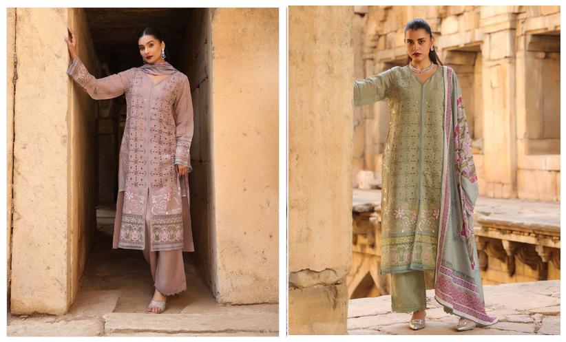 Naisha K 578 Mal Chanderi Festival Wear Kurti Pant And Dupatta