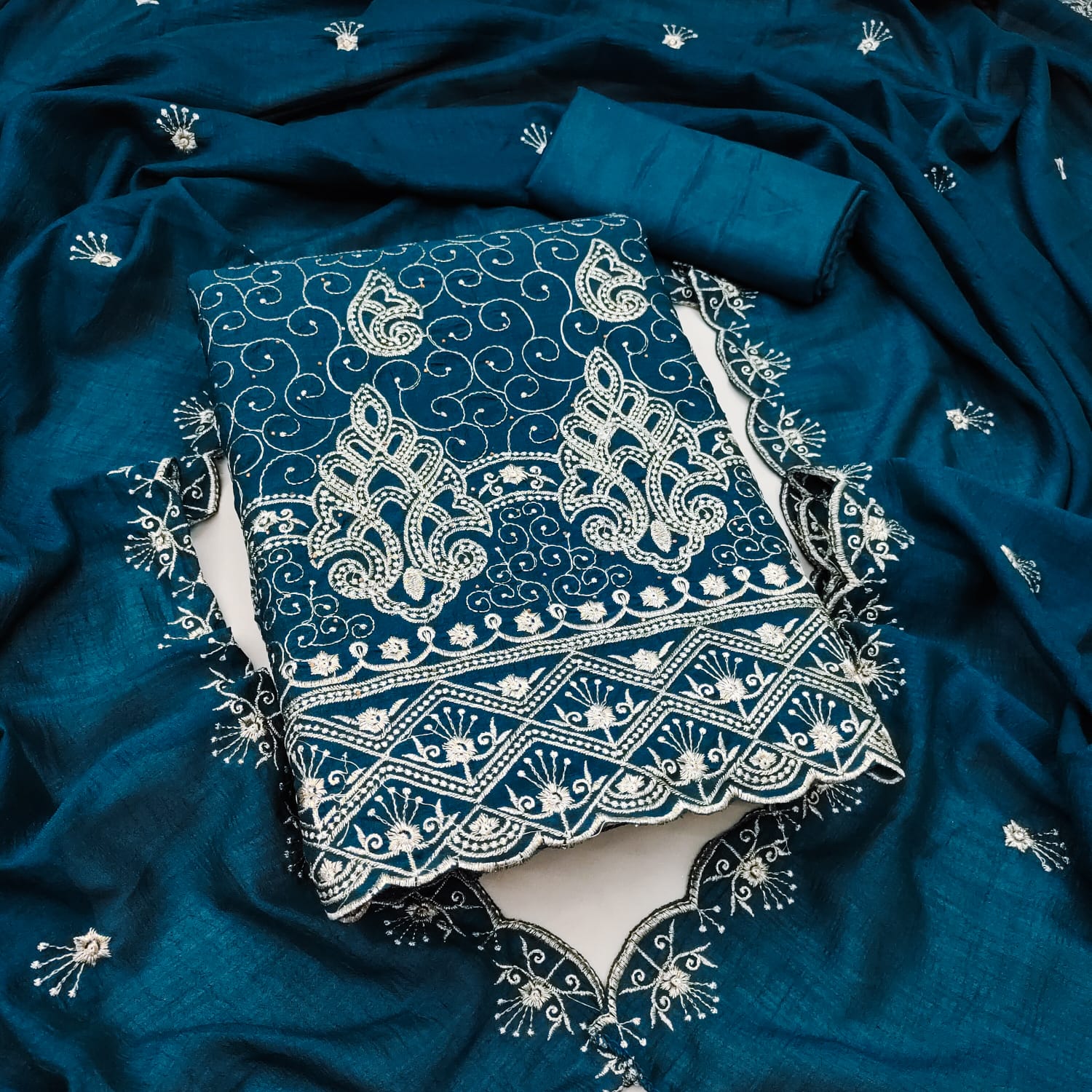 Designer Coco Cola Vichitra Silk Multi Daman & Allover Work Dress Material Collection 