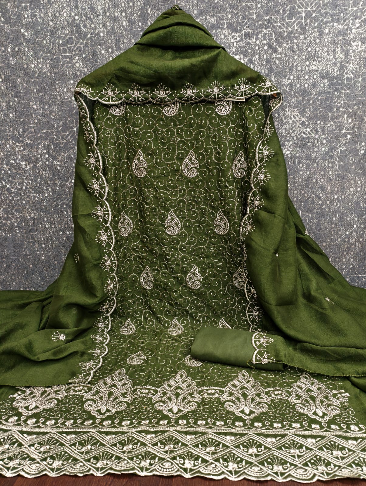 Designer Coco Cola Vichitra Silk Multi Daman & Allover Work Dress Material Collection 
