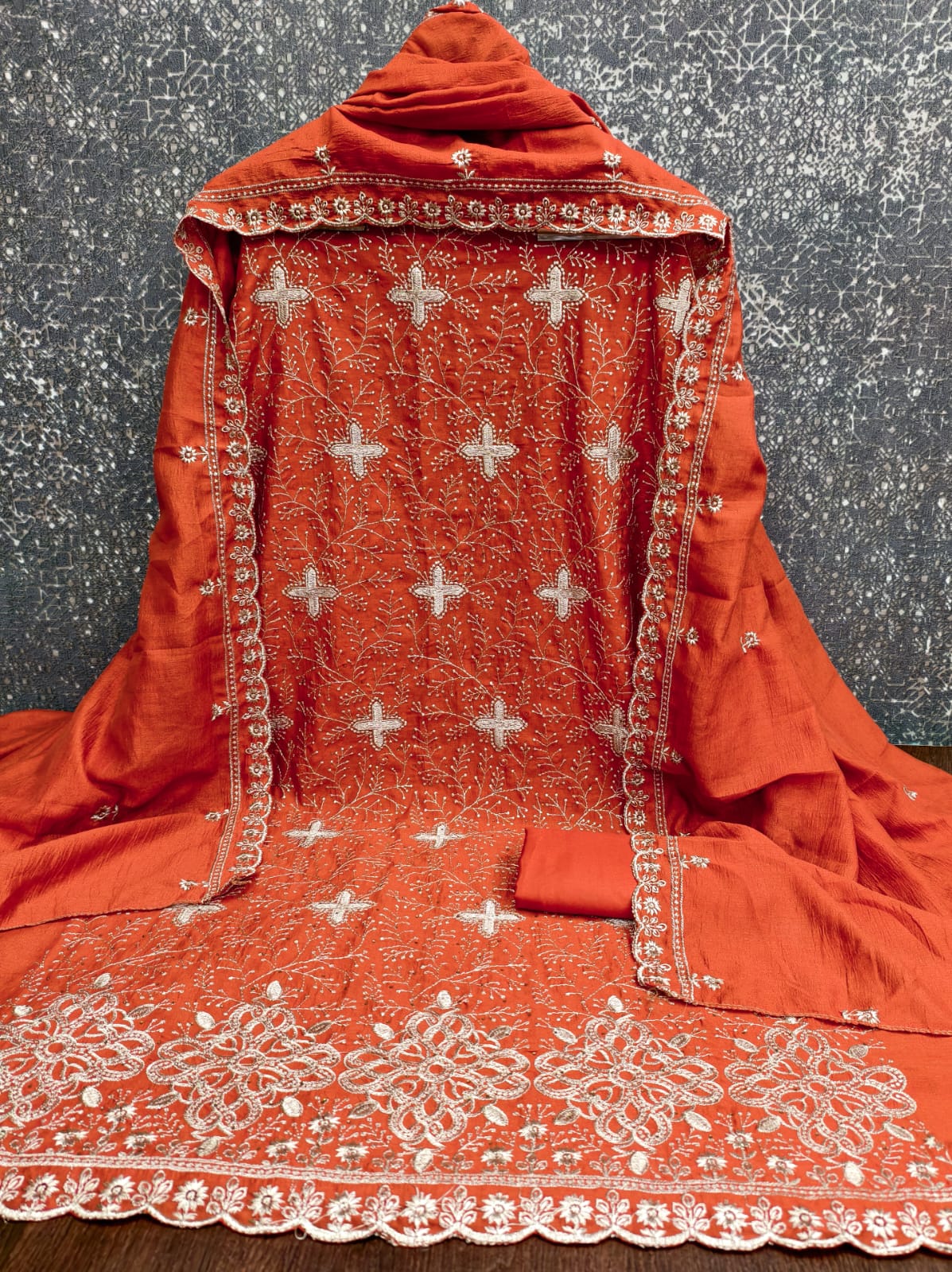 Designer Coco Cola Vichitra Silk Multi Daman & Allover Work Dress Material Collection 