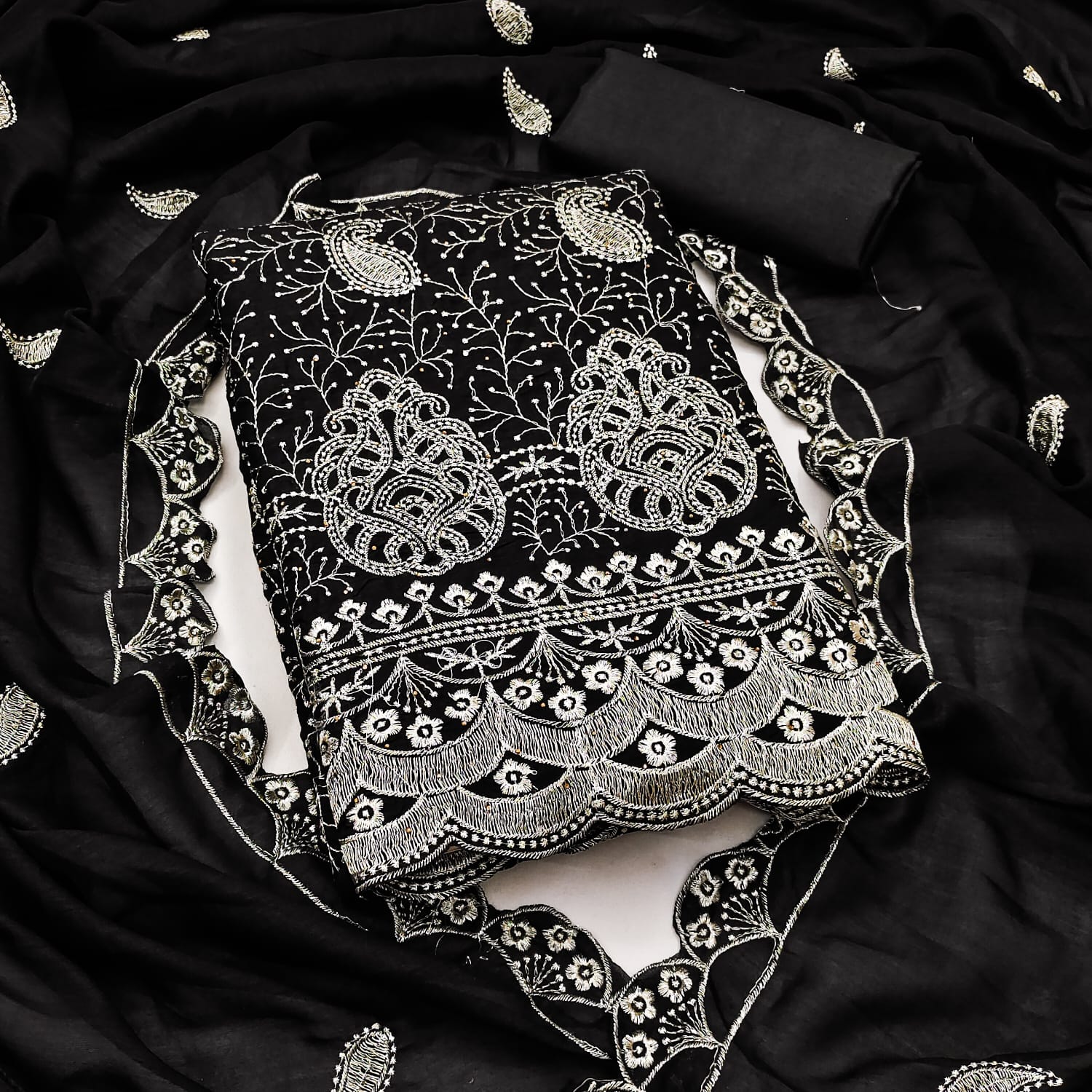 Designer Coco Cola Vichitra Silk Multi Daman & Allover Work Dress Material Collection 