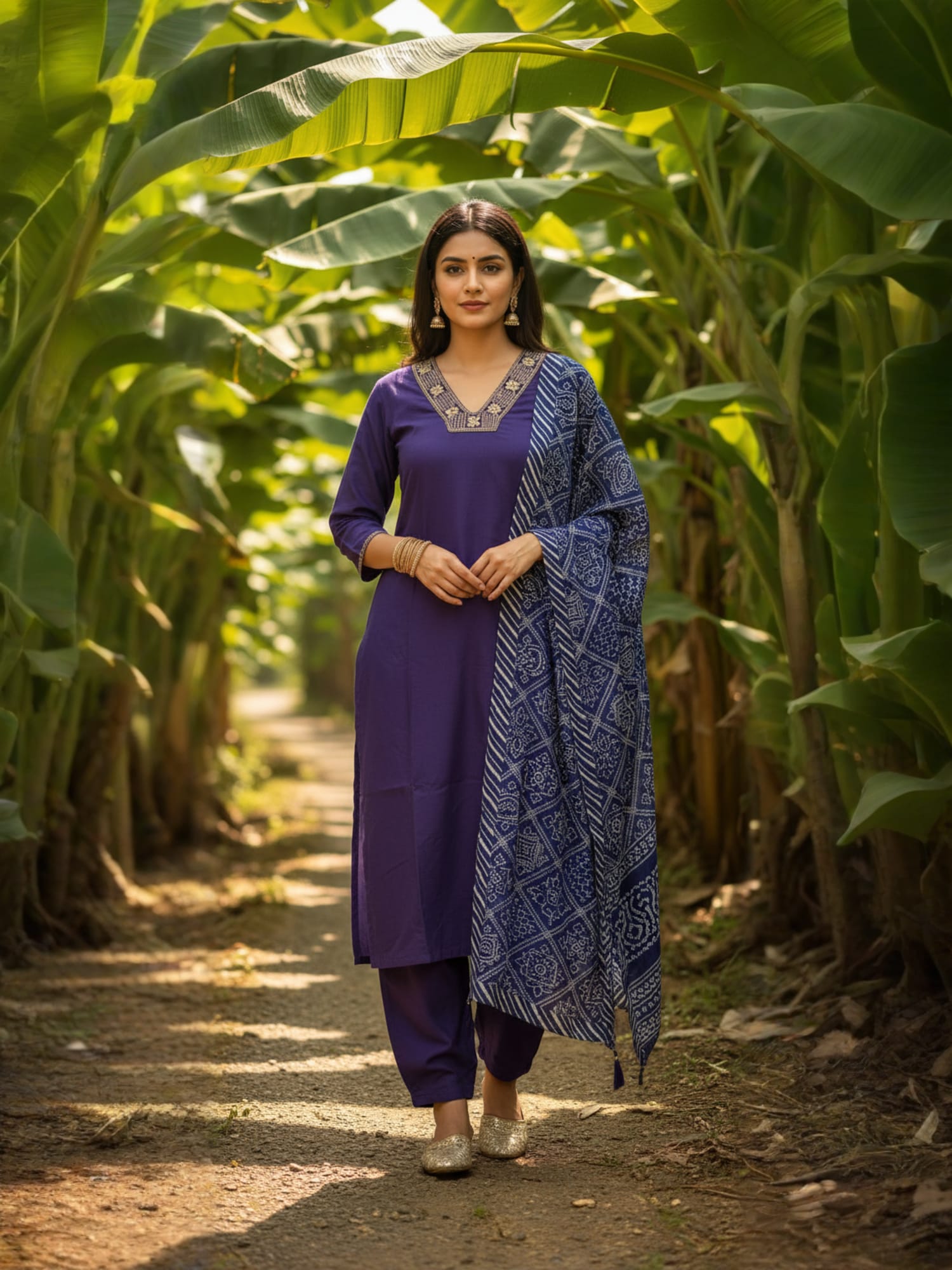 Navya Kurti 199 Party Wear Embroidery Worked Pure Cotton Kurti with Pant and Dupatta Set
