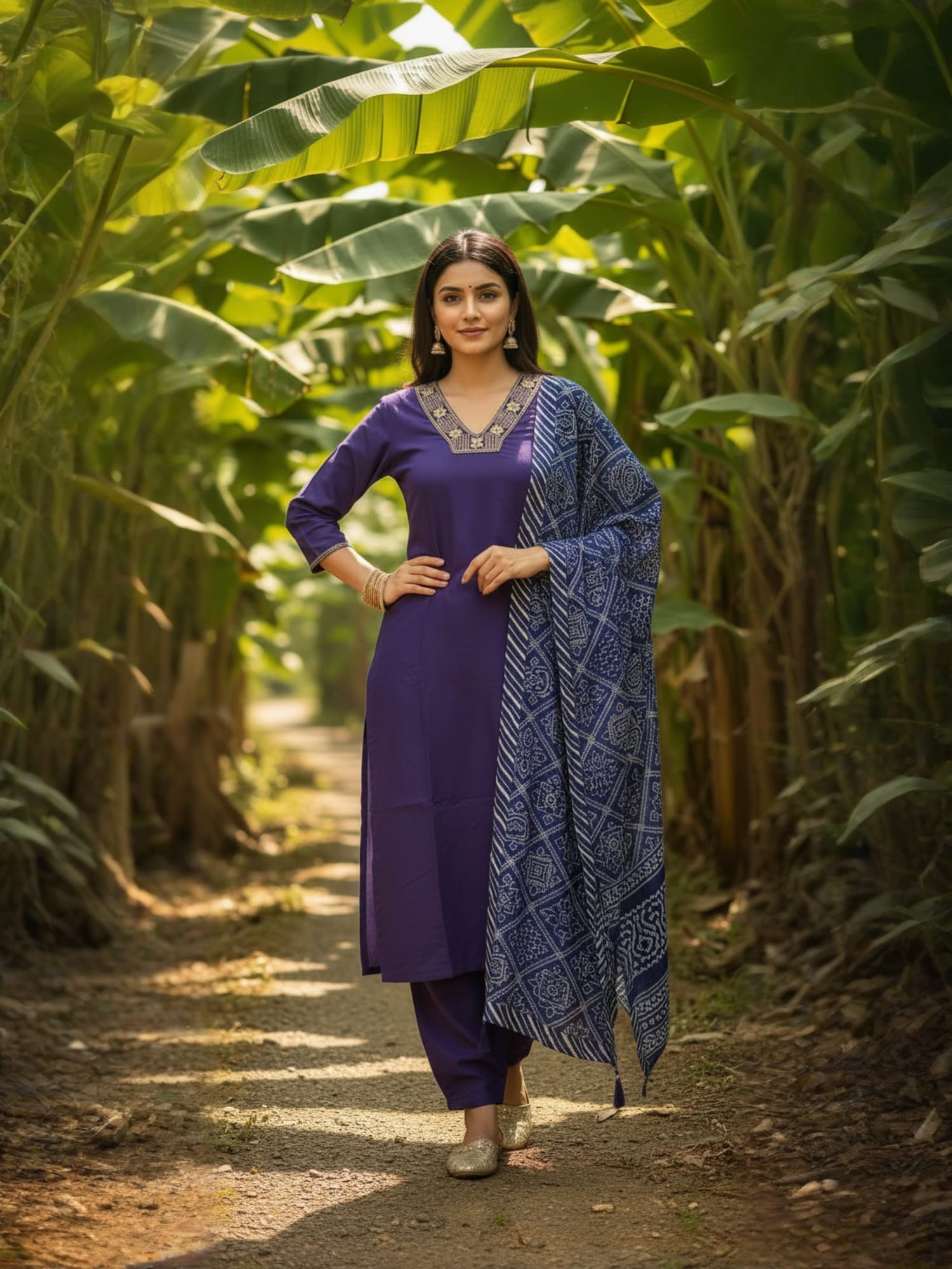 Navya Kurti 199 Party Wear Embroidery Worked Pure Cotton Kurti with Pant and Dupatta Set