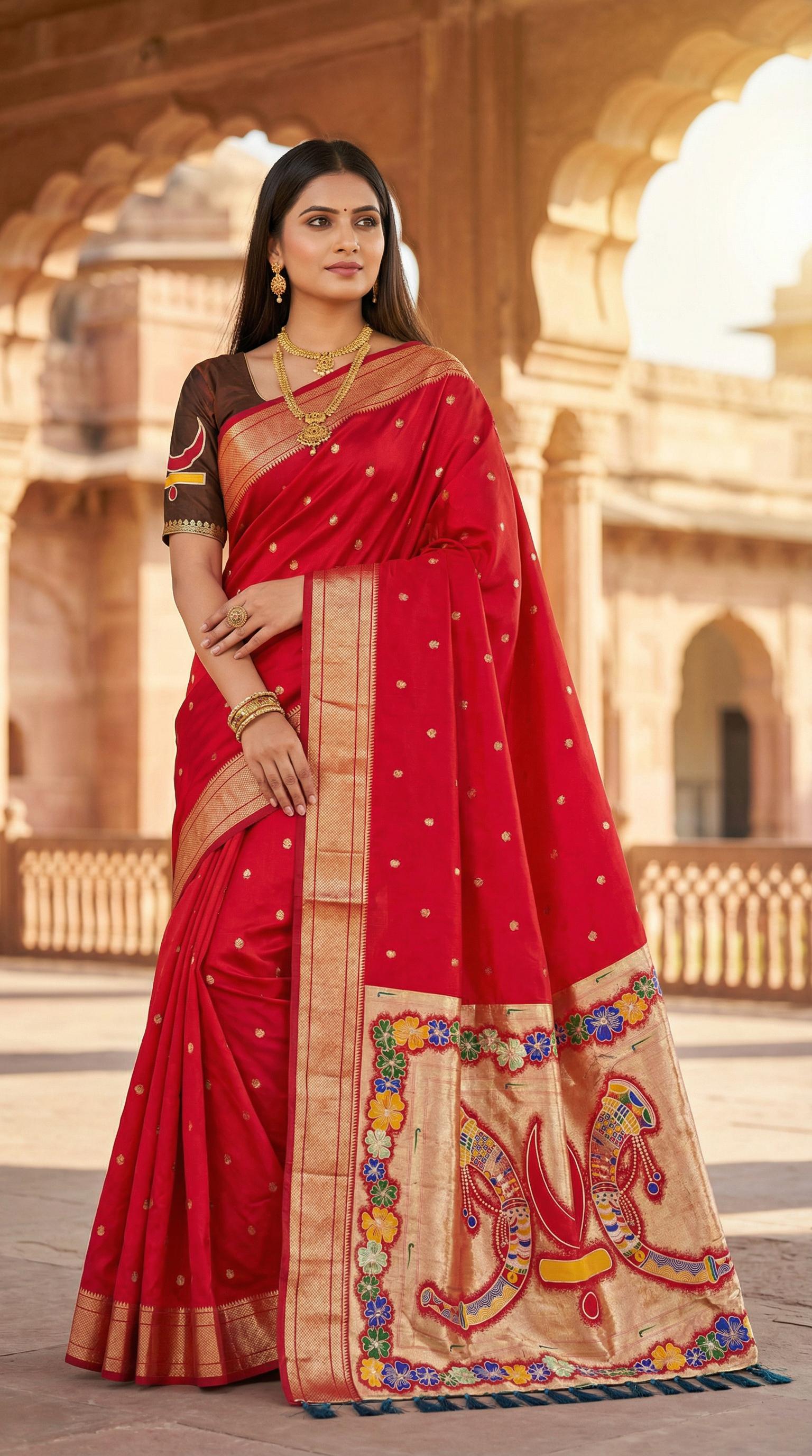 Lekha MN Rajmata Paithani Soft Pethani Silk Zari Weaving Saree