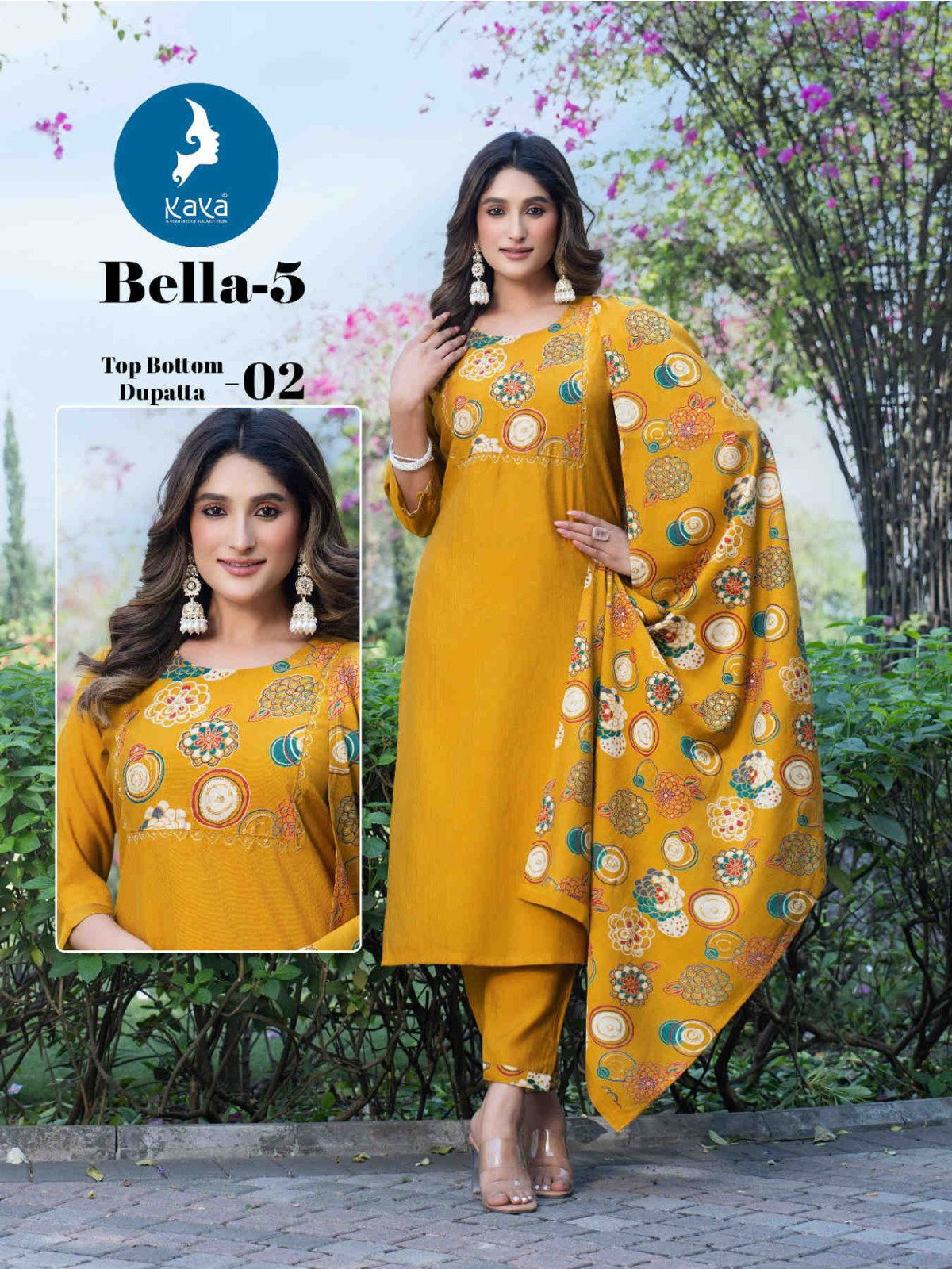 Kaya Bella Vol 5 Vertican Fancy Kurti Pant And Dupatta Collection